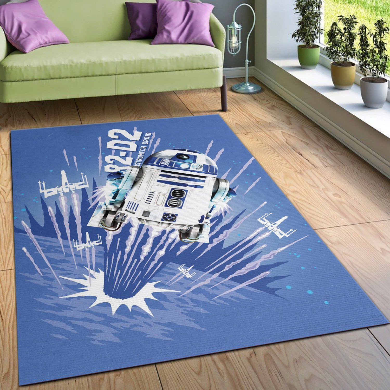 R2d2 Area Rug Star Wars Funky Explosions Home US Decor - Indoor Outdoor Rugs