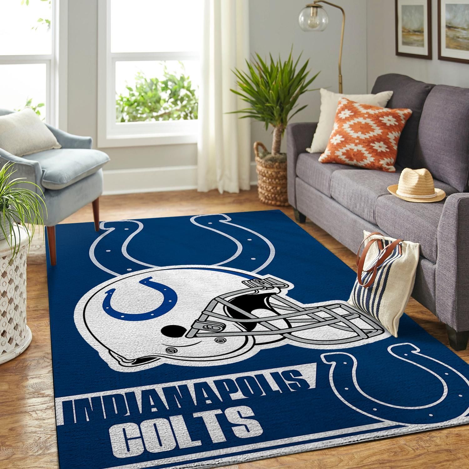 Indianapolis Colts Nfl Team Logo Helmet Nice Gift Home Decor Area Rug Rugs For Living Room Rug Home Decor - Indoor Outdoor Rugs