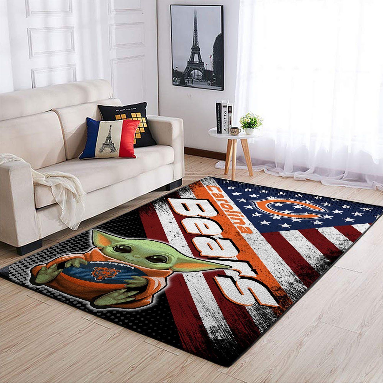 Chicago Bears Nfl Team Logo Baby Yoda Us Style Nice Gift Home Decor Rectangle Area Rug - Indoor Outdoor Rugs