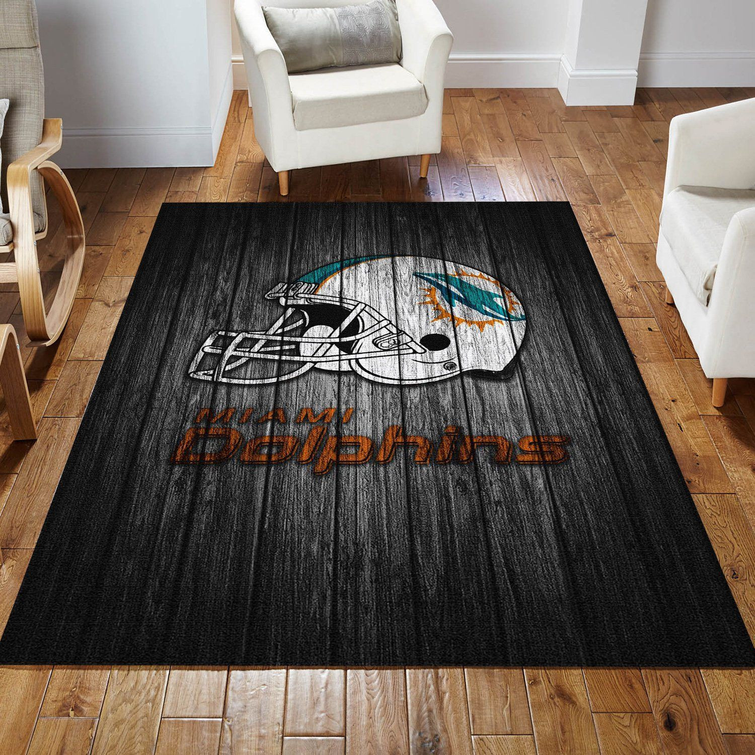 Miami Dolphins Nfl Area Rug Living Room Rug Home US Decor - Indoor Outdoor Rugs