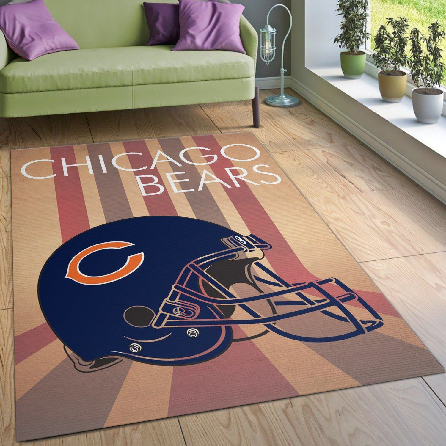 Chicago Bears Retro Nfl Area Rug Living Room Rug US Gift Decor - Indoor Outdoor Rugs