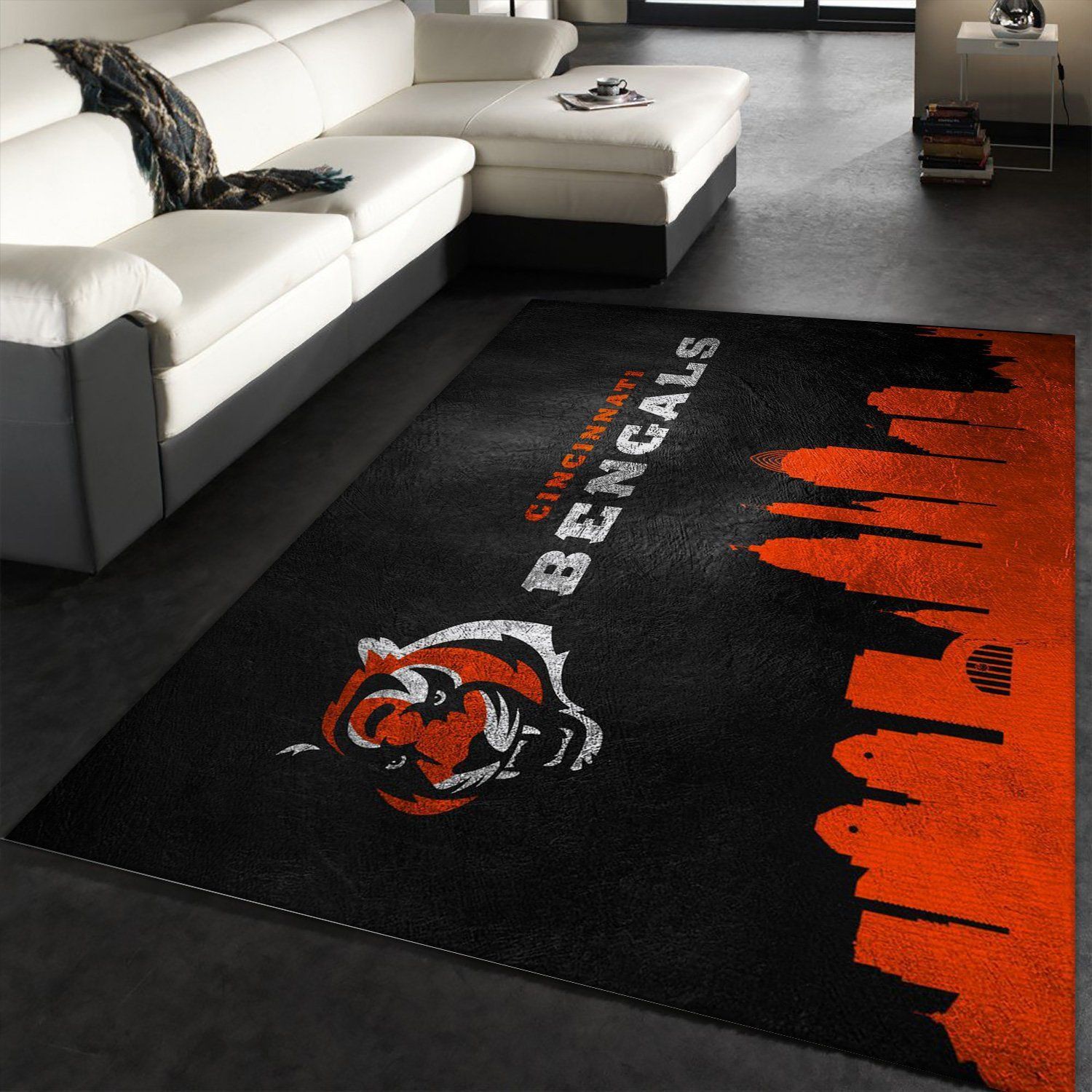 Cincinnati Bengals Skyline NFL Area Rug For Christmas, Living room and bedroom Rug, Home Decor Floor Decor - Indoor Outdoor Rugs