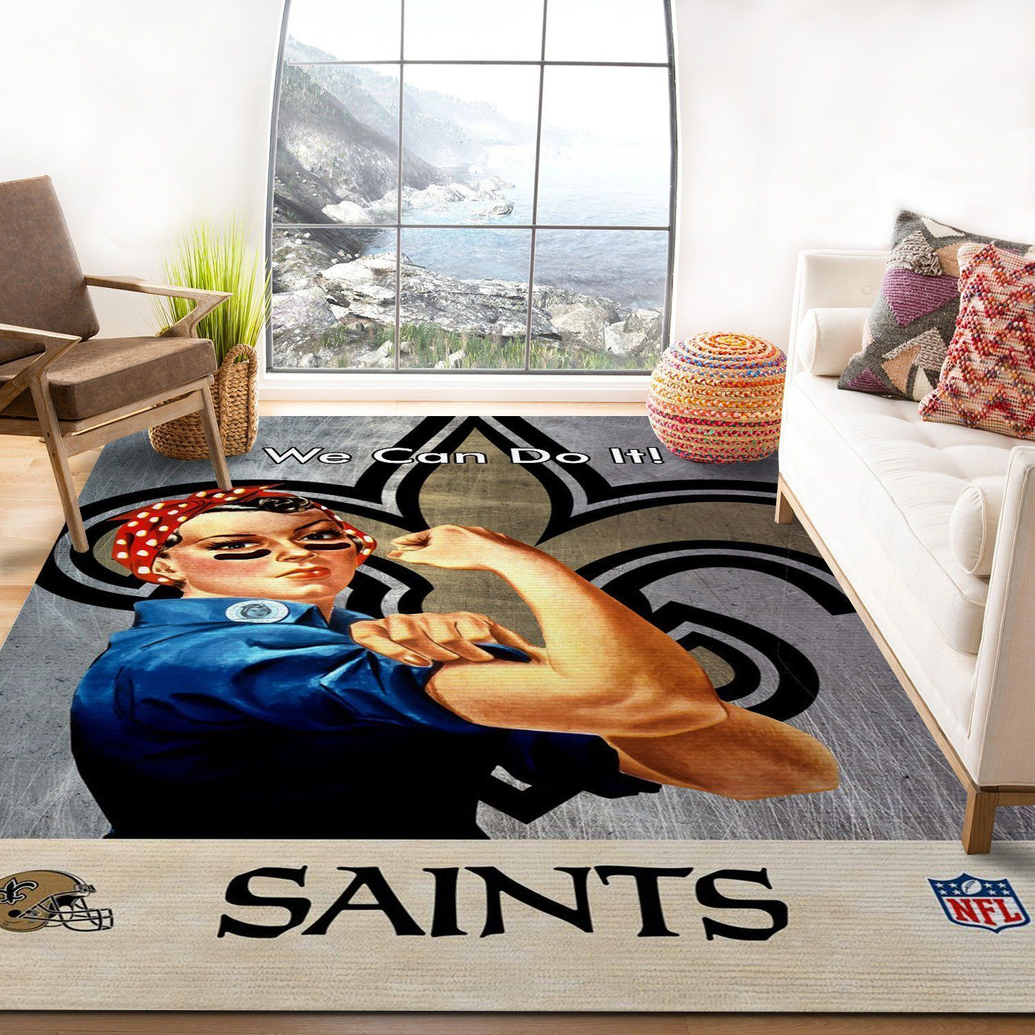 New Orleans Saints Nfl Team Logo Rug Bedroom Rug Family Gift US Decor - Indoor Outdoor Rugs