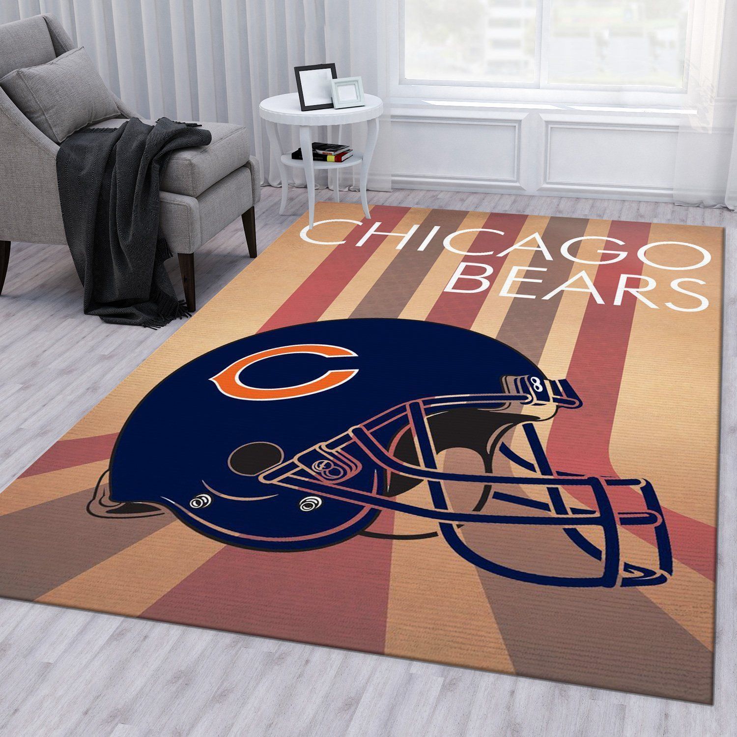 Chicago Bears Retro Nfl Area Rug Living Room Rug US Gift Decor - Indoor Outdoor Rugs