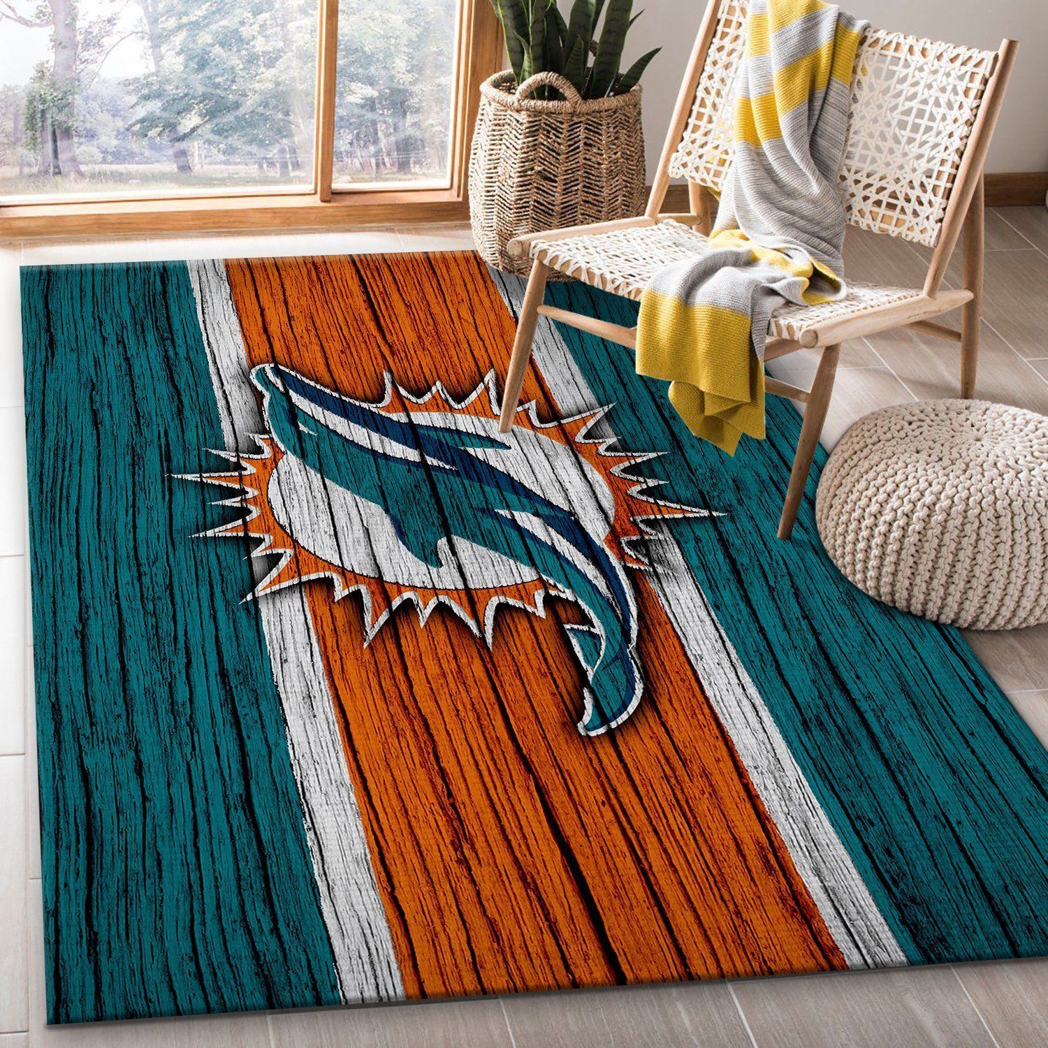 Miami Dolphins NFL Rug Room Carpet Sport Custom Area Floor Home Decor - Indoor Outdoor Rugs