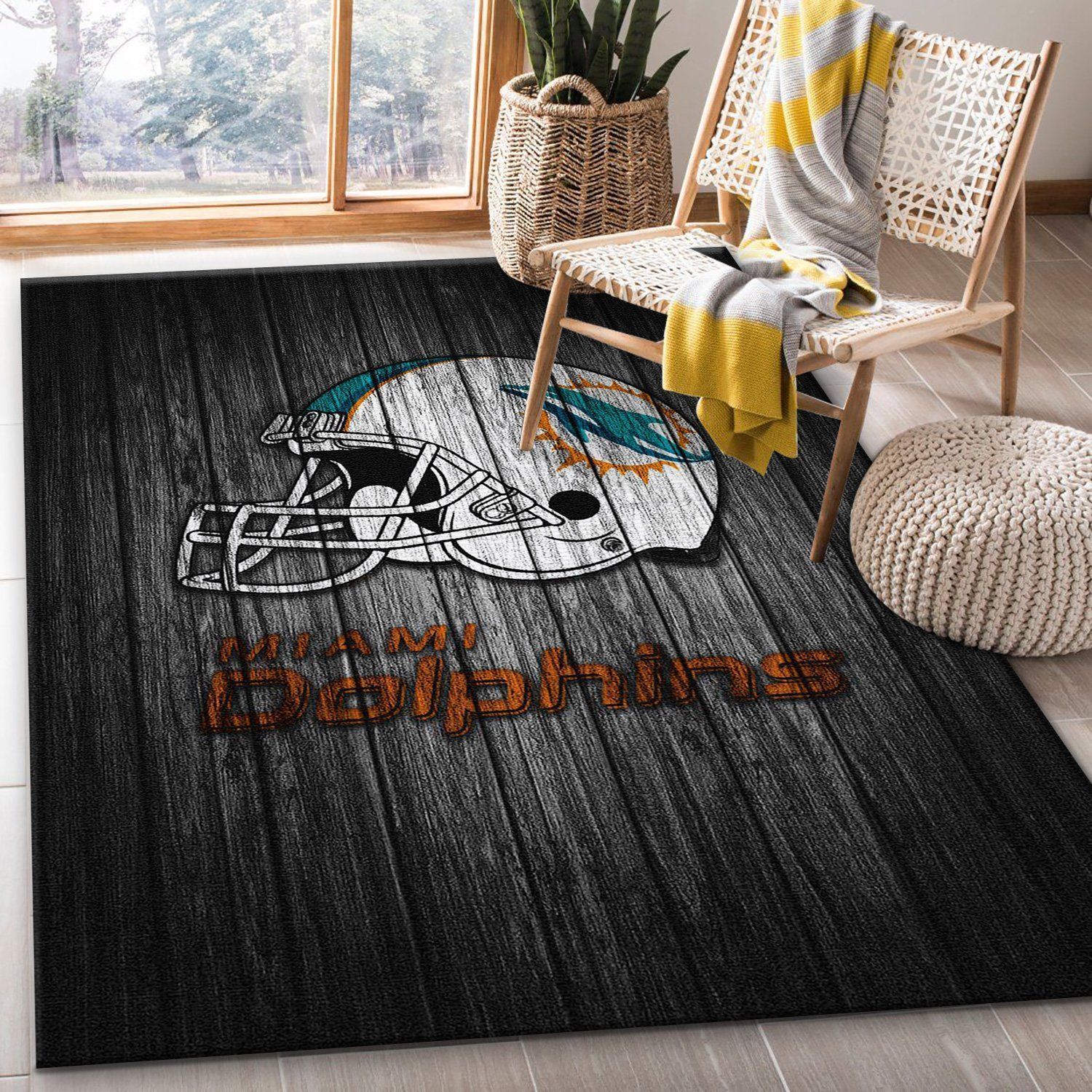 Miami Dolphins Nfl Area Rug Living Room Rug Home US Decor - Indoor Outdoor Rugs