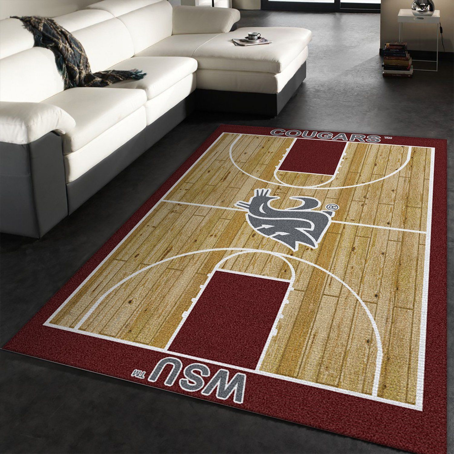 College Home Court State Basketball Team Logo Area Rug, Living Room Rug, Christmas Gift US Decor - Indoor Outdoor Rugs