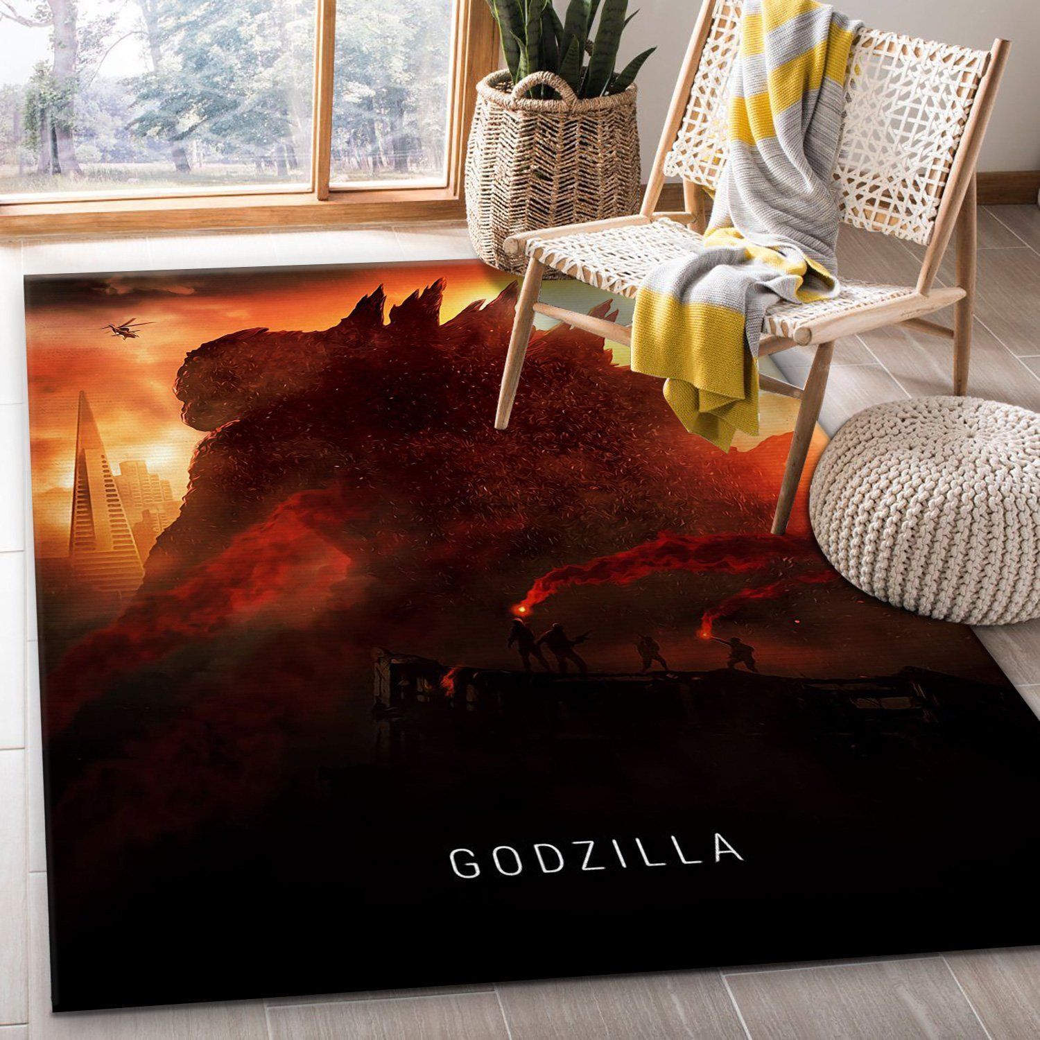 Godzilla 2014 Area Rug Movie Rug Family Gift US Decor - Indoor Outdoor Rugs