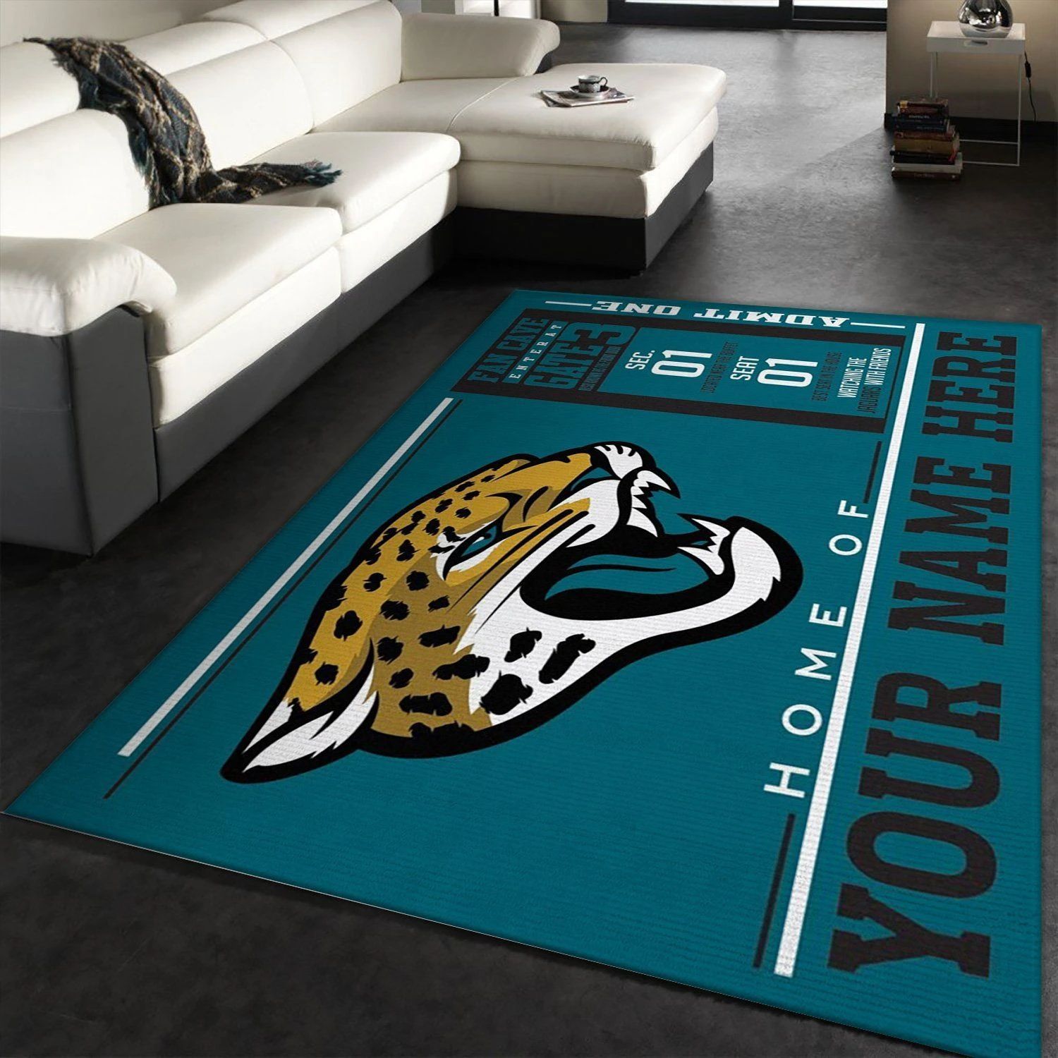 Customizable Jacksonville Jaguars Wincraft Personalized NFL Area Rug Carpet, Living room and bedroom Rug, Christmas Gift US Decor - Indoor Outdoor Rugs