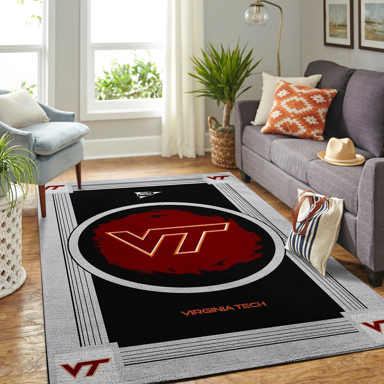 Virginia Tech Hokies Ncaa Team Logo Nice Gift Home Decor Rectangle Area Rug - Indoor Outdoor Rugs