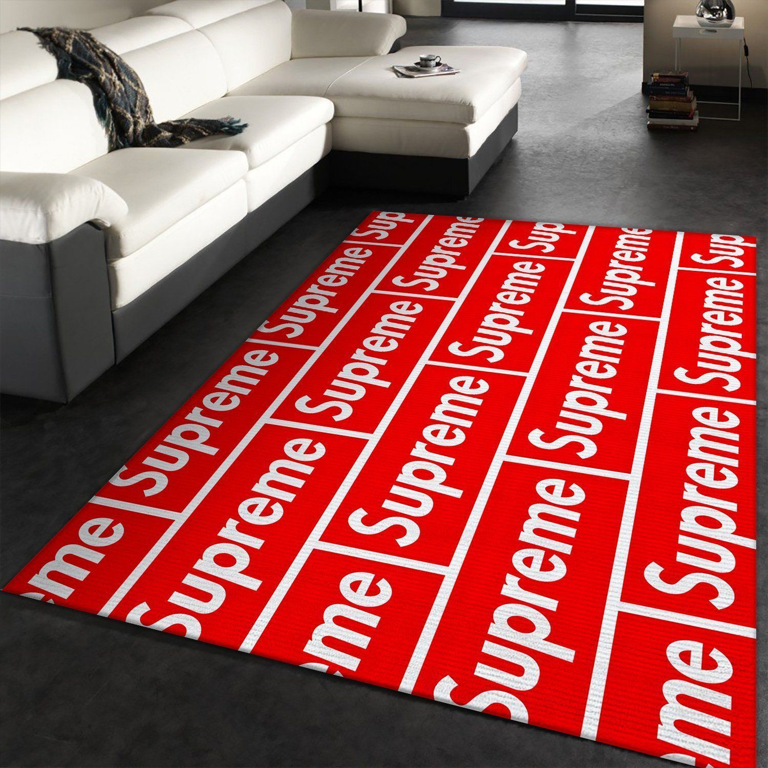 Supreme Red Background Rug Area Rug Floor Decor - Indoor Outdoor Rugs