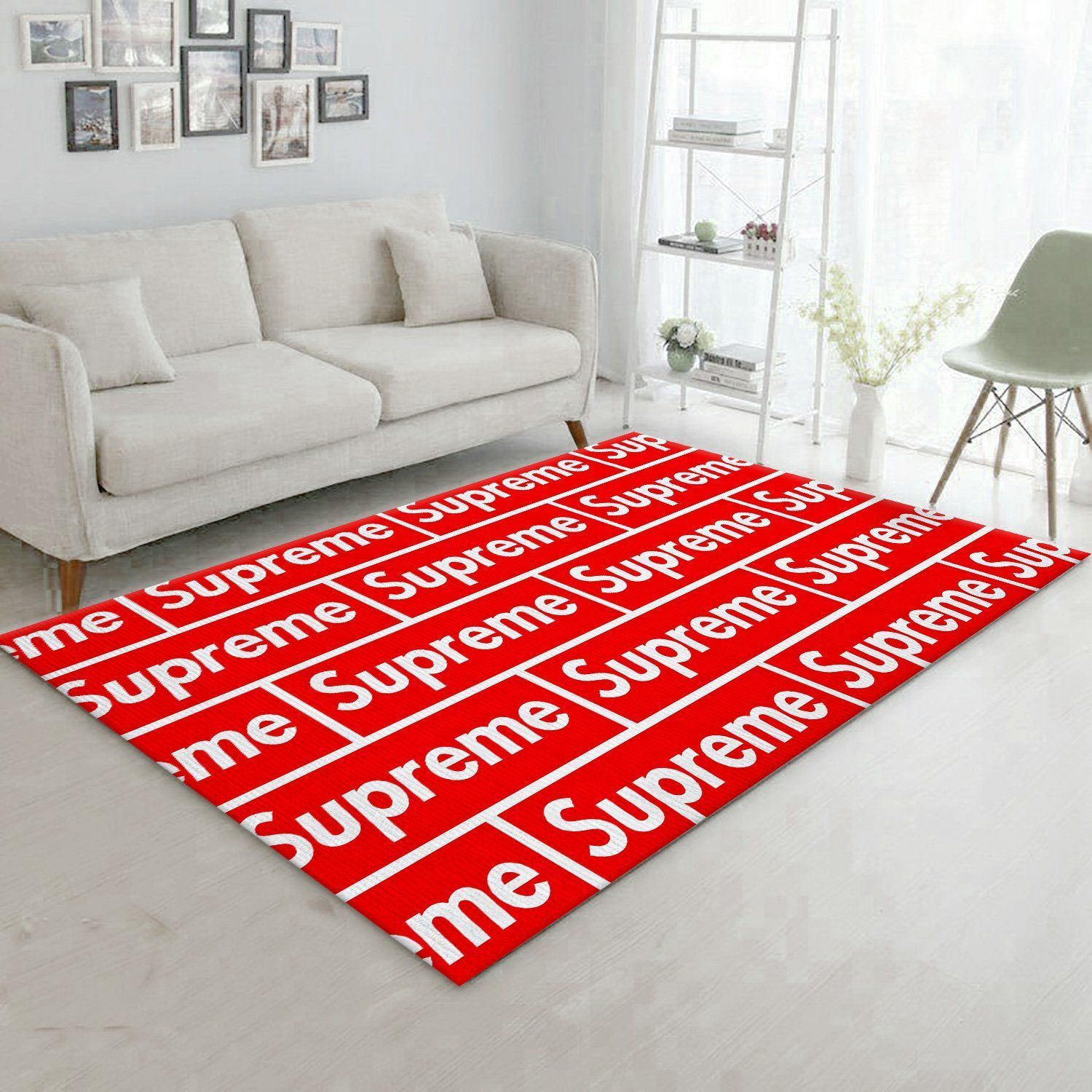 Supreme Red Background Rug Area Rug Floor Decor - Indoor Outdoor Rugs