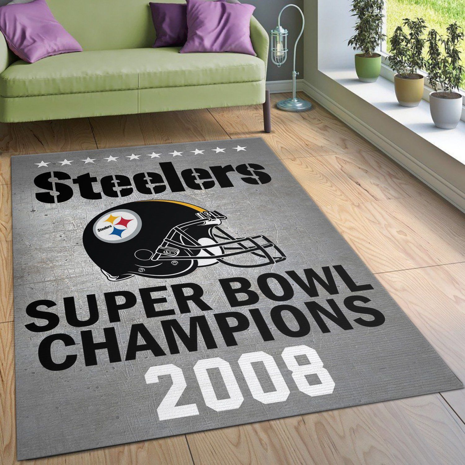 Pittsburgh Steelers 2008 Nfl Rug Living Room Rug Christmas Gift US Decor - Indoor Outdoor Rugs