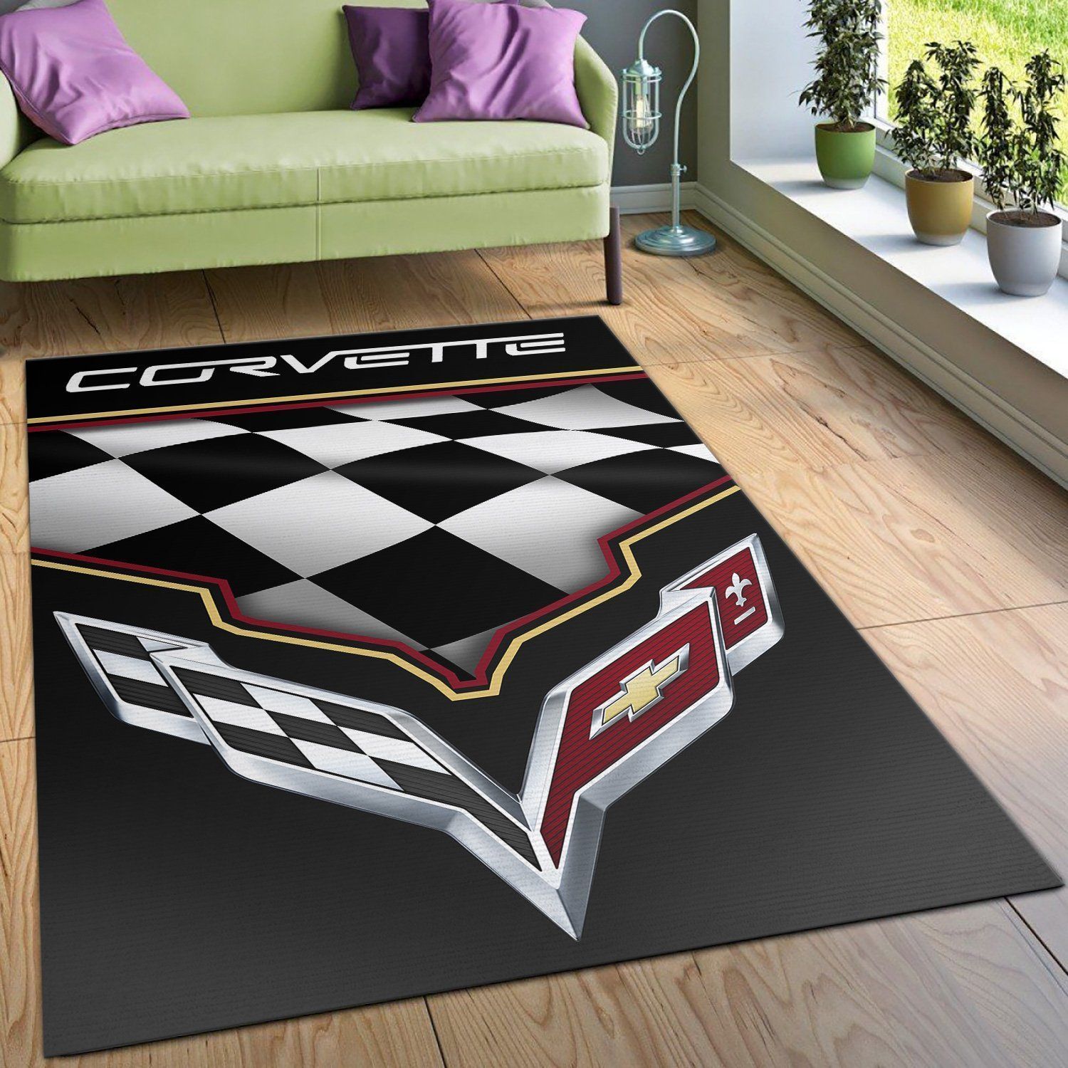 Corvette C7 Logo SuperCar Area Rugs Living Room Carpet FN231202 Local Brands Floor Decor The US Decor - Indoor Outdoor Rugs