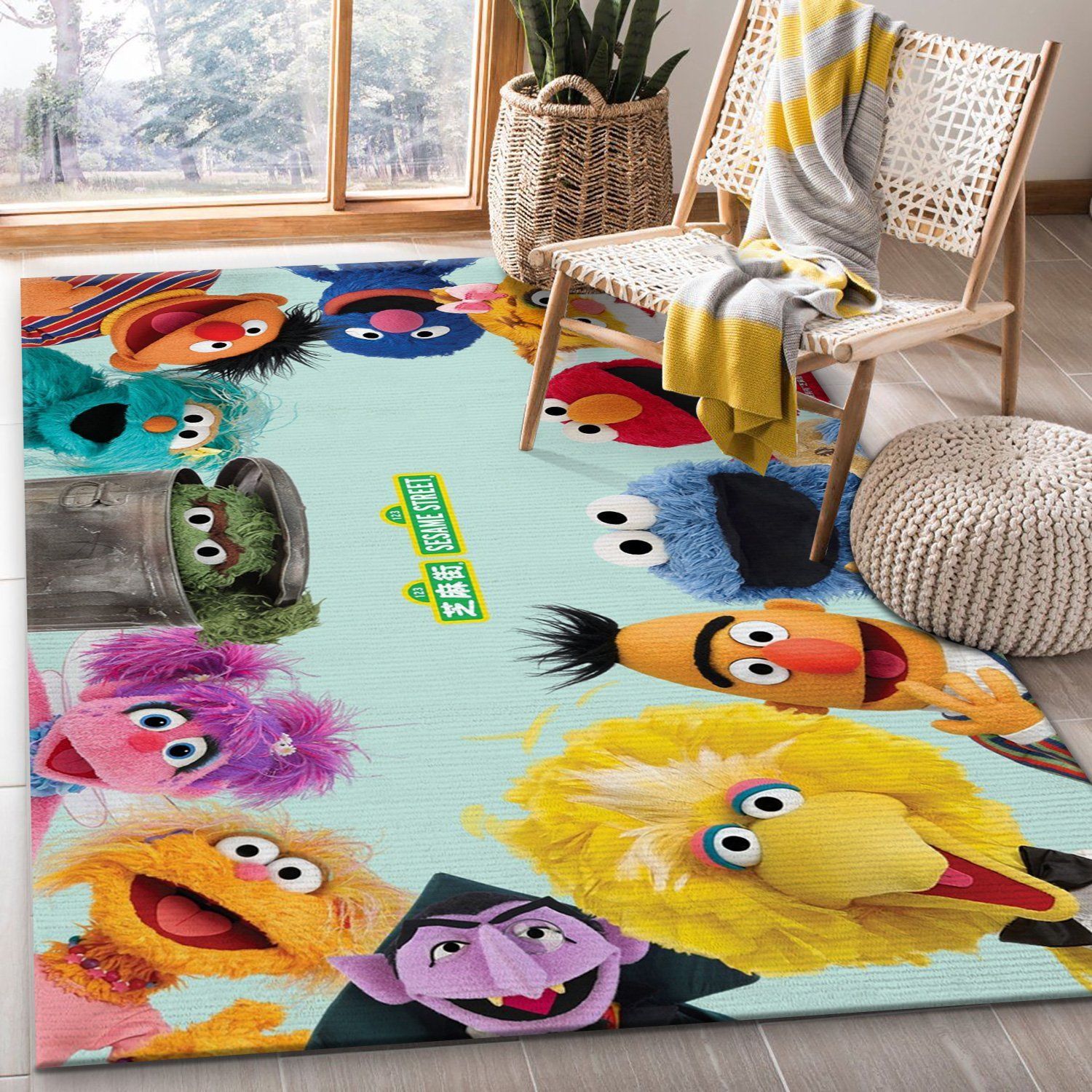 Sesame Street 5 Area Rug For Christmas Living Room Rug Family Gift US Decor - Indoor Outdoor Rugs