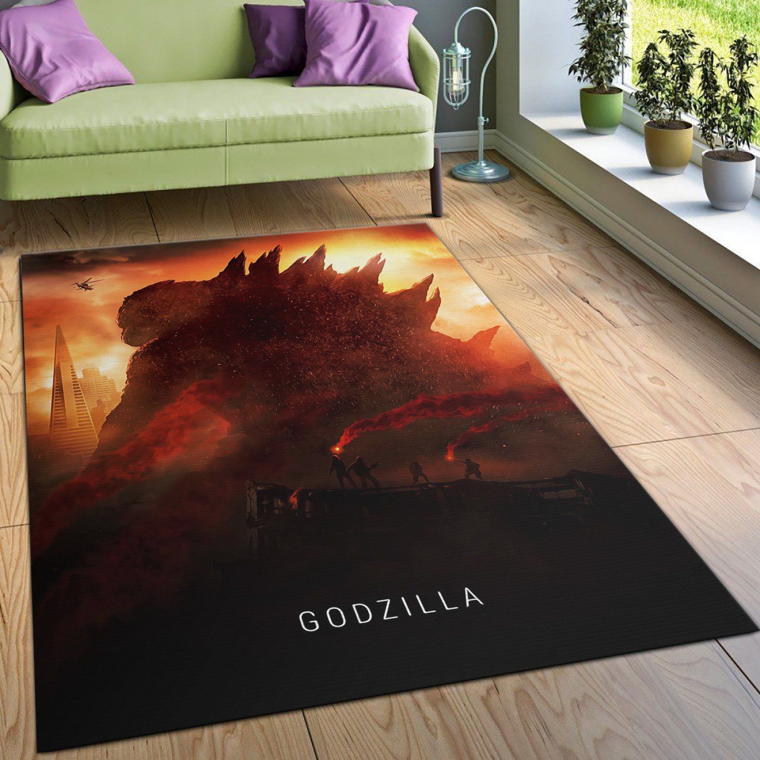 Godzilla 2014 Area Rug Movie Rug Family Gift US Decor - Indoor Outdoor Rugs