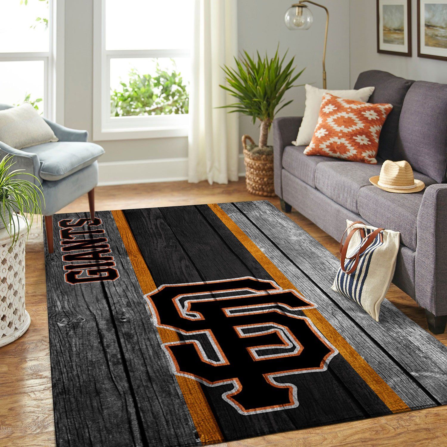 San Francisco Giants Mlb Team Logo Wooden Style Style Nice Gift Home Decor Rectangle Area Rug - Indoor Outdoor Rugs