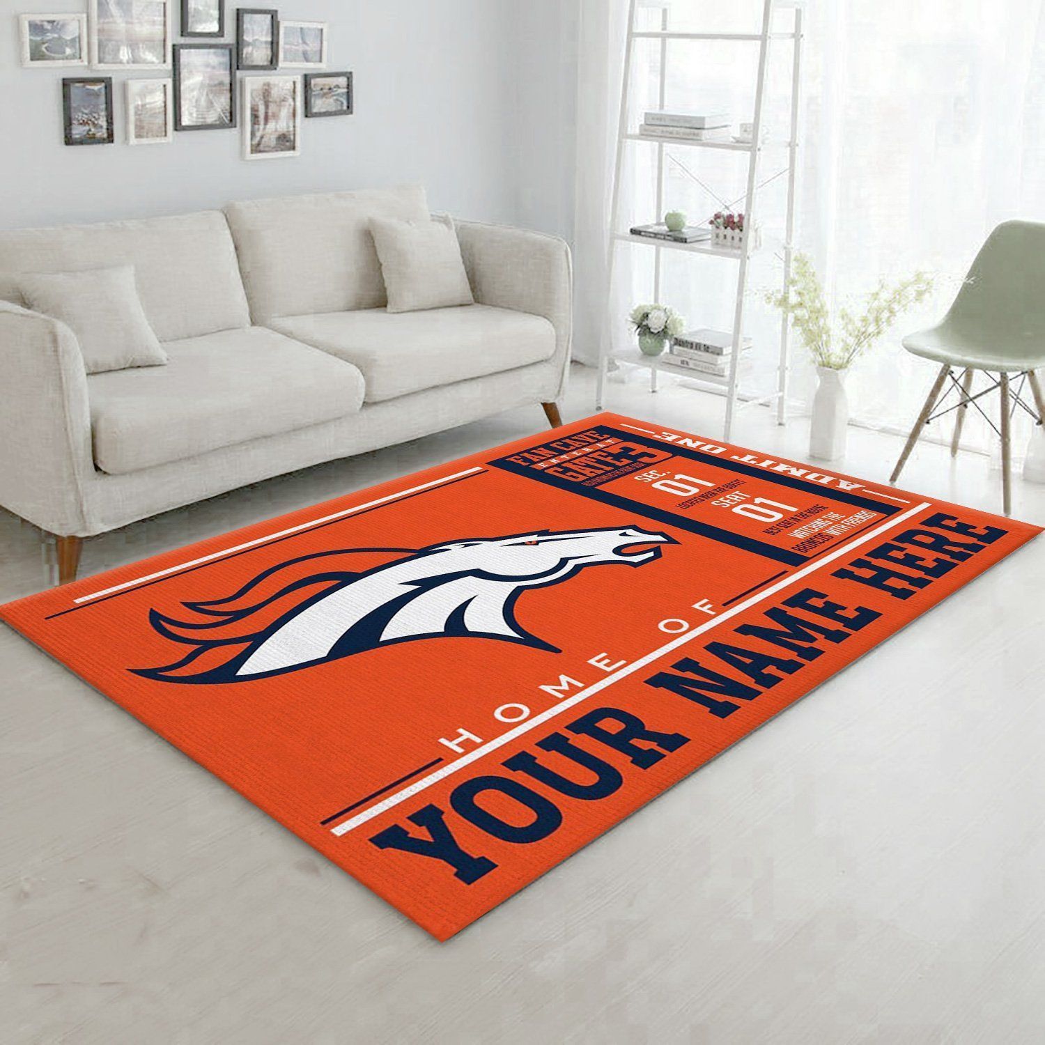 Customizable Denver Broncos Wincraft Personalized NFL Team Logos Area Rug, Bedroom, Christmas Gift US Decor - Indoor Outdoor Rugs