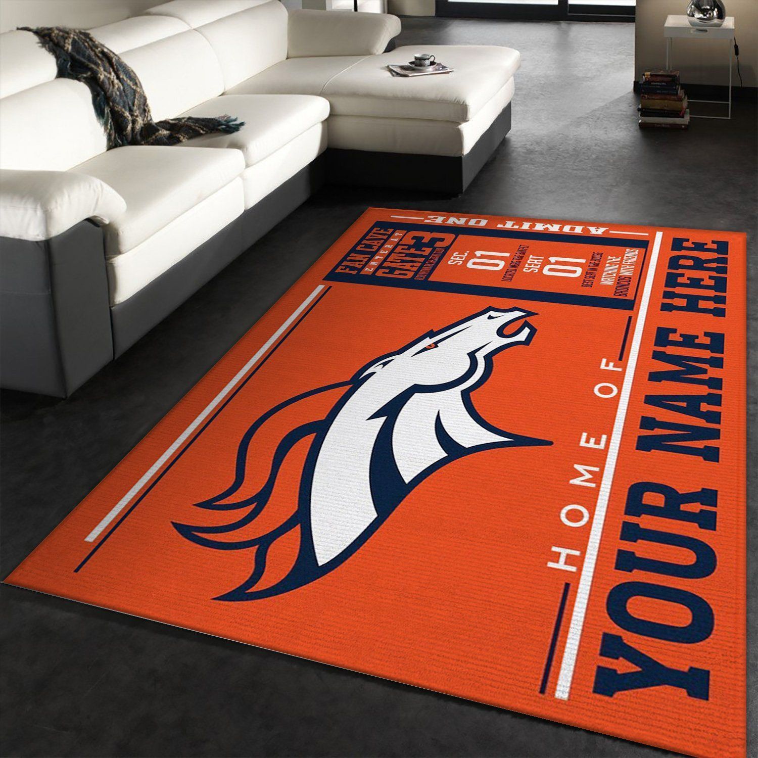 Customizable Denver Broncos Wincraft Personalized NFL Team Logos Area Rug, Bedroom, Christmas Gift US Decor - Indoor Outdoor Rugs