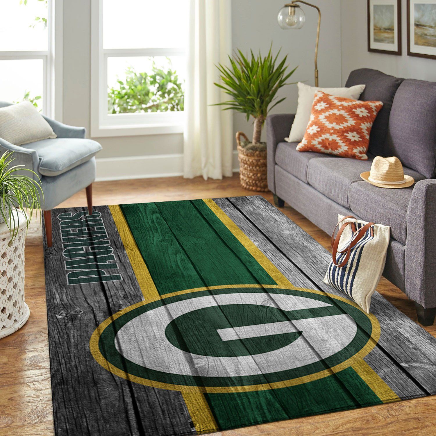 Green Bay Packers Nfl Team Logo Wooden Style Style Nice Gift Home Decor Rectangle Area Rug - Indoor Outdoor Rugs