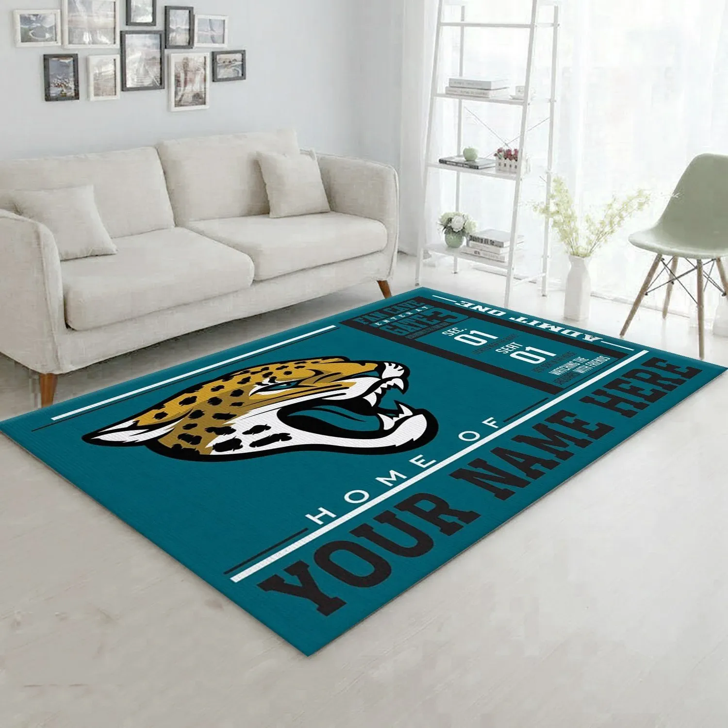 Customizable Jacksonville Jaguars Wincraft Personalized NFL Area Rug Carpet, Living room and bedroom Rug, Christmas Gift US Decor - Indoor Outdoor Rugs