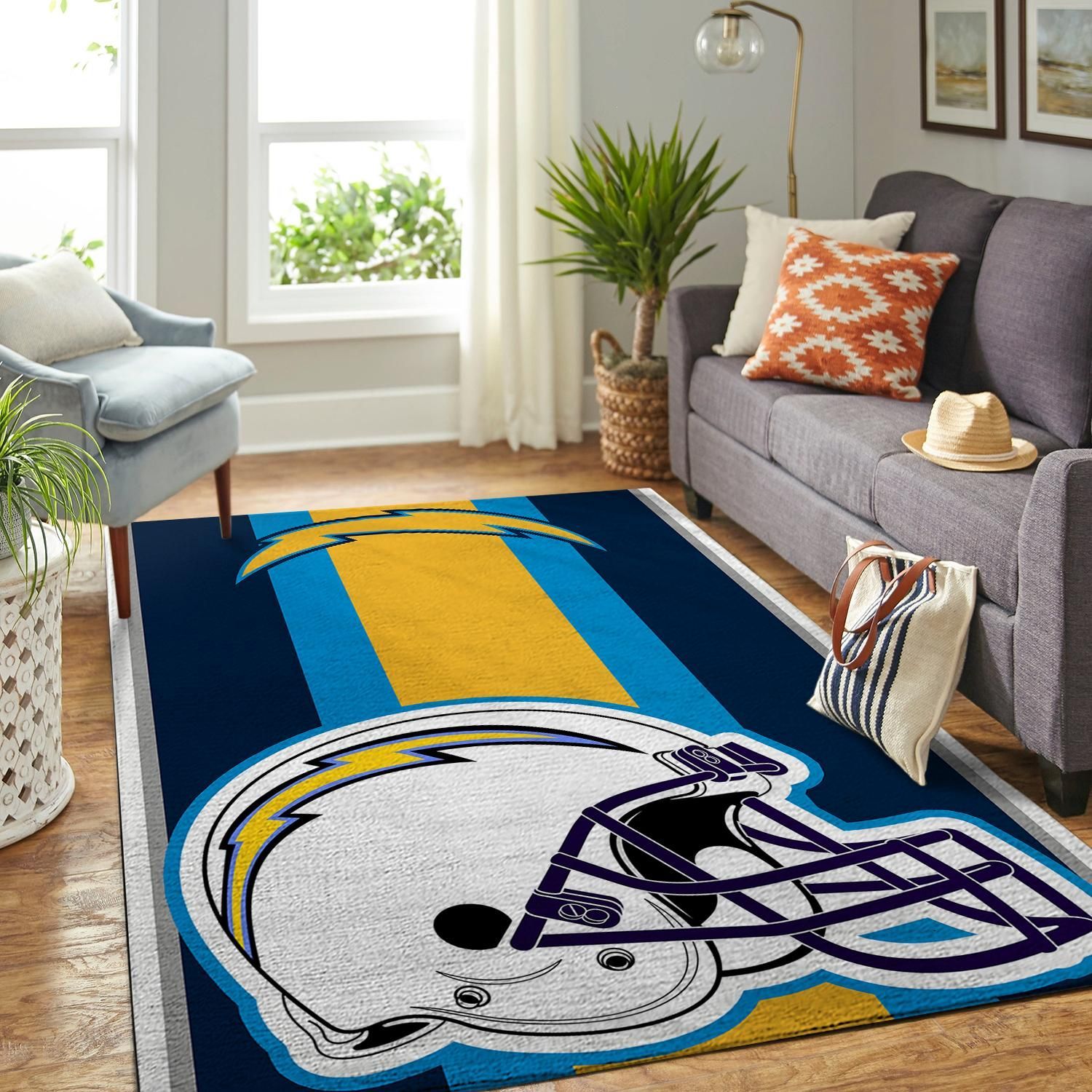 Los Angeles Chargers Nfl Team Logo Helmet Nice Gift Home Decor Rectangle Area Rug - Indoor Outdoor Rugs