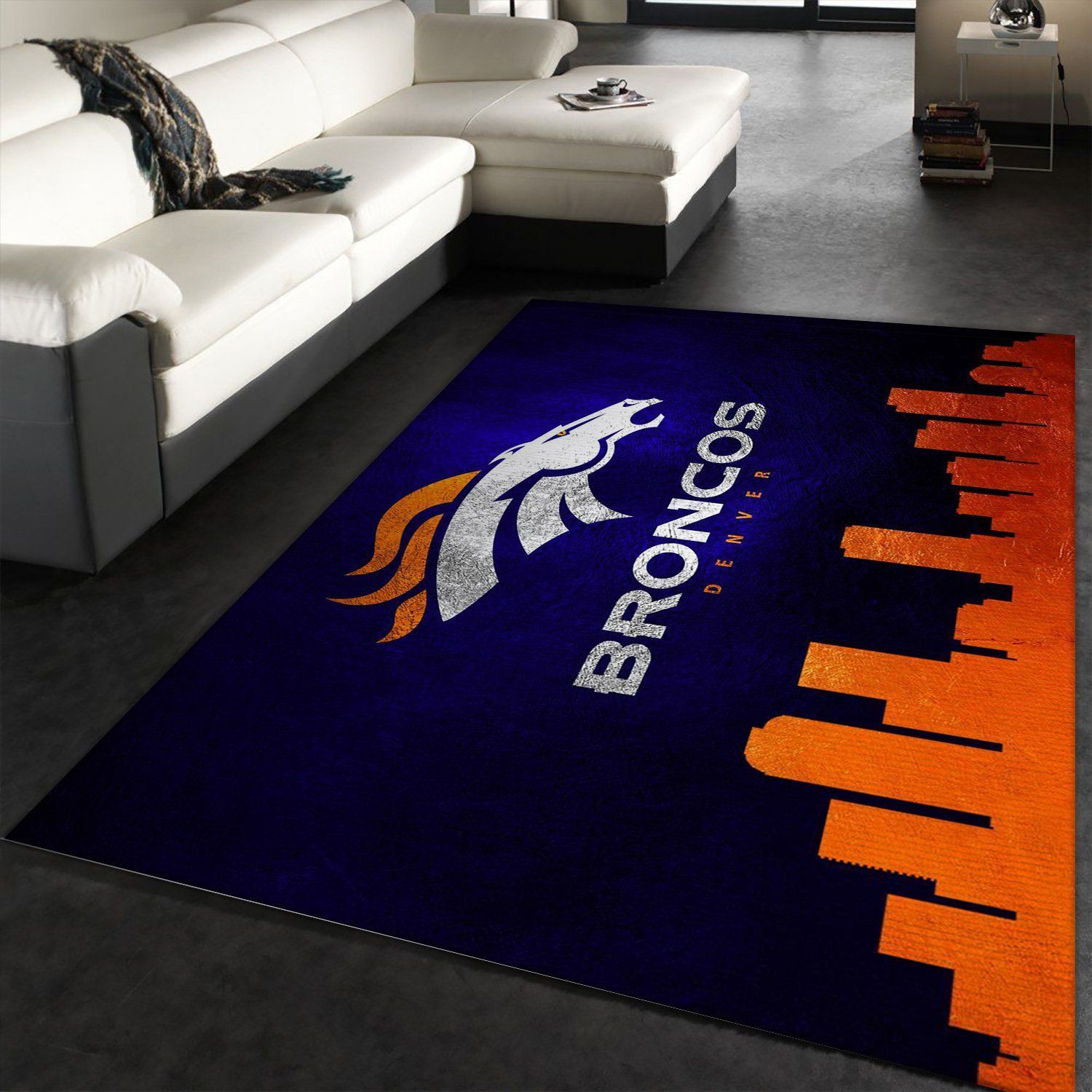 Denver Broncos Skyline NFL Area Rug, Bedroom, Home Decor Floor Decor - Indoor Outdoor Rugs