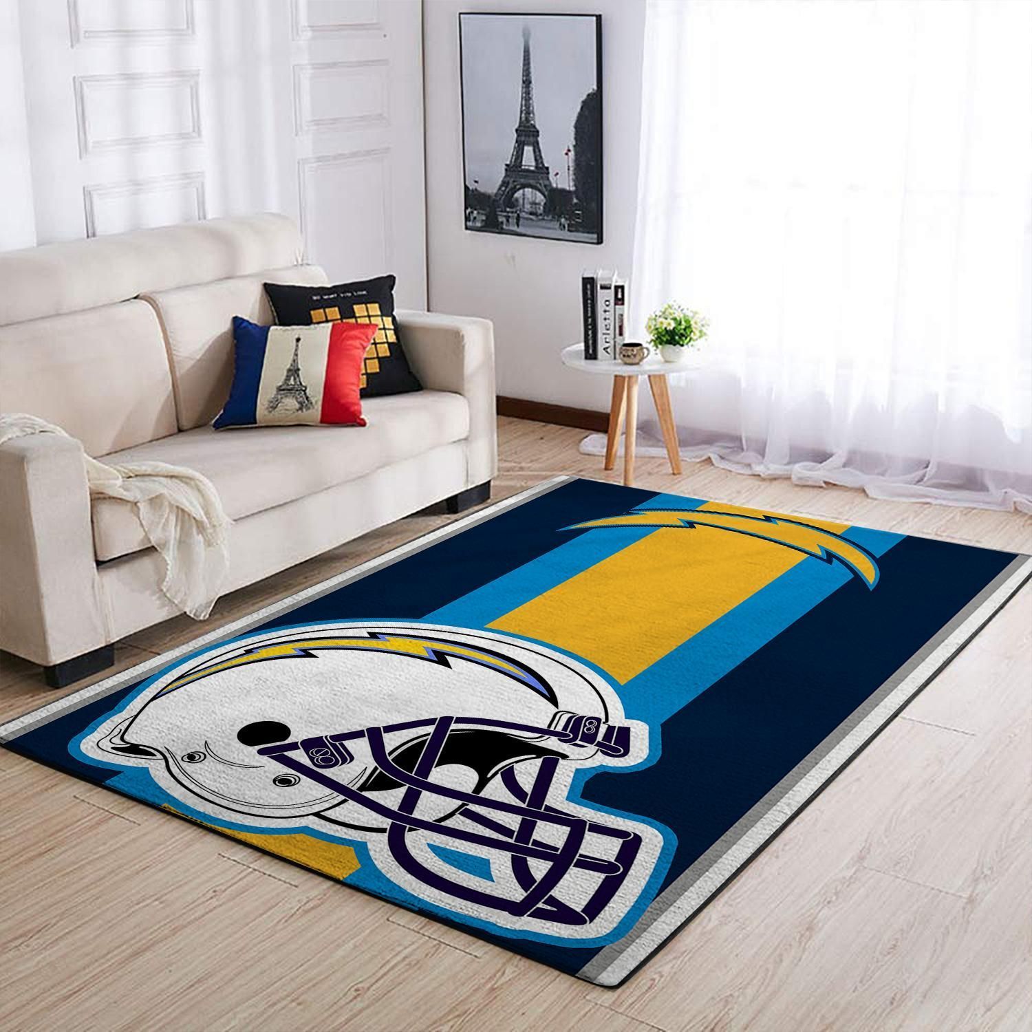 Los Angeles Chargers Nfl Team Logo Helmet Nice Gift Home Decor Rectangle Area Rug - Indoor Outdoor Rugs