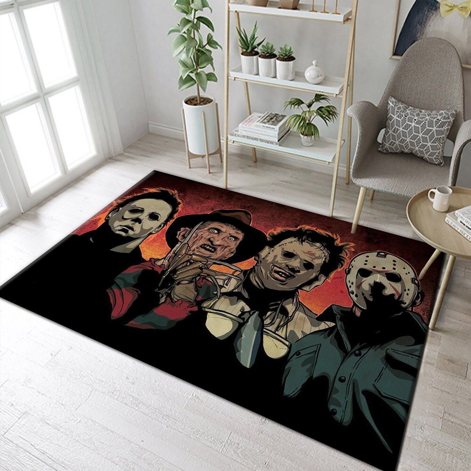 Freddy krueger jason voorhees michael myers leatherface halloween rug The US Decor - Indoor Outdoor Rugs