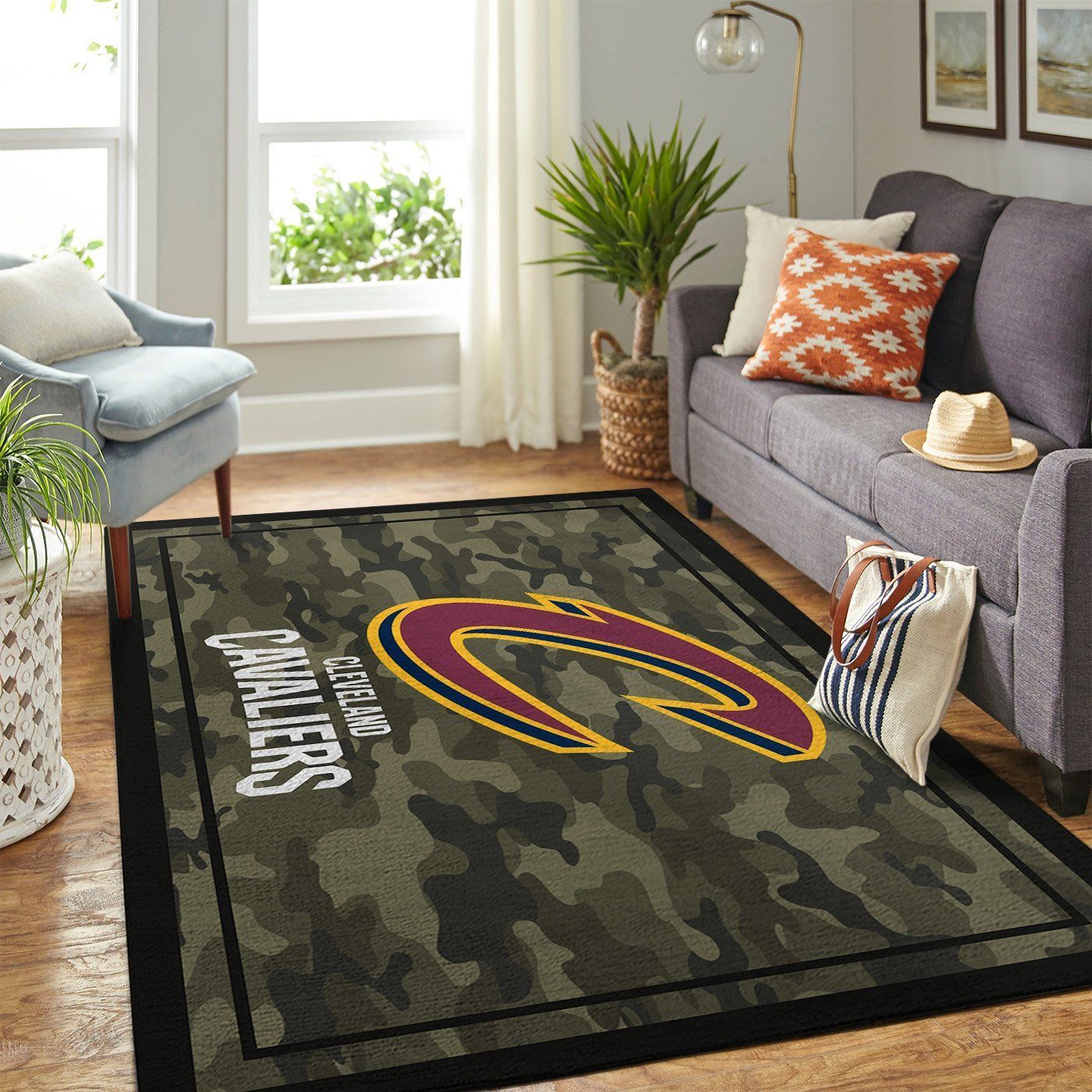 Cleveland Cavaliers Nba Team Logo Camo Style Nice Gift Home Decor Area Rug Rugs For Living Room - Indoor Outdoor Rugs