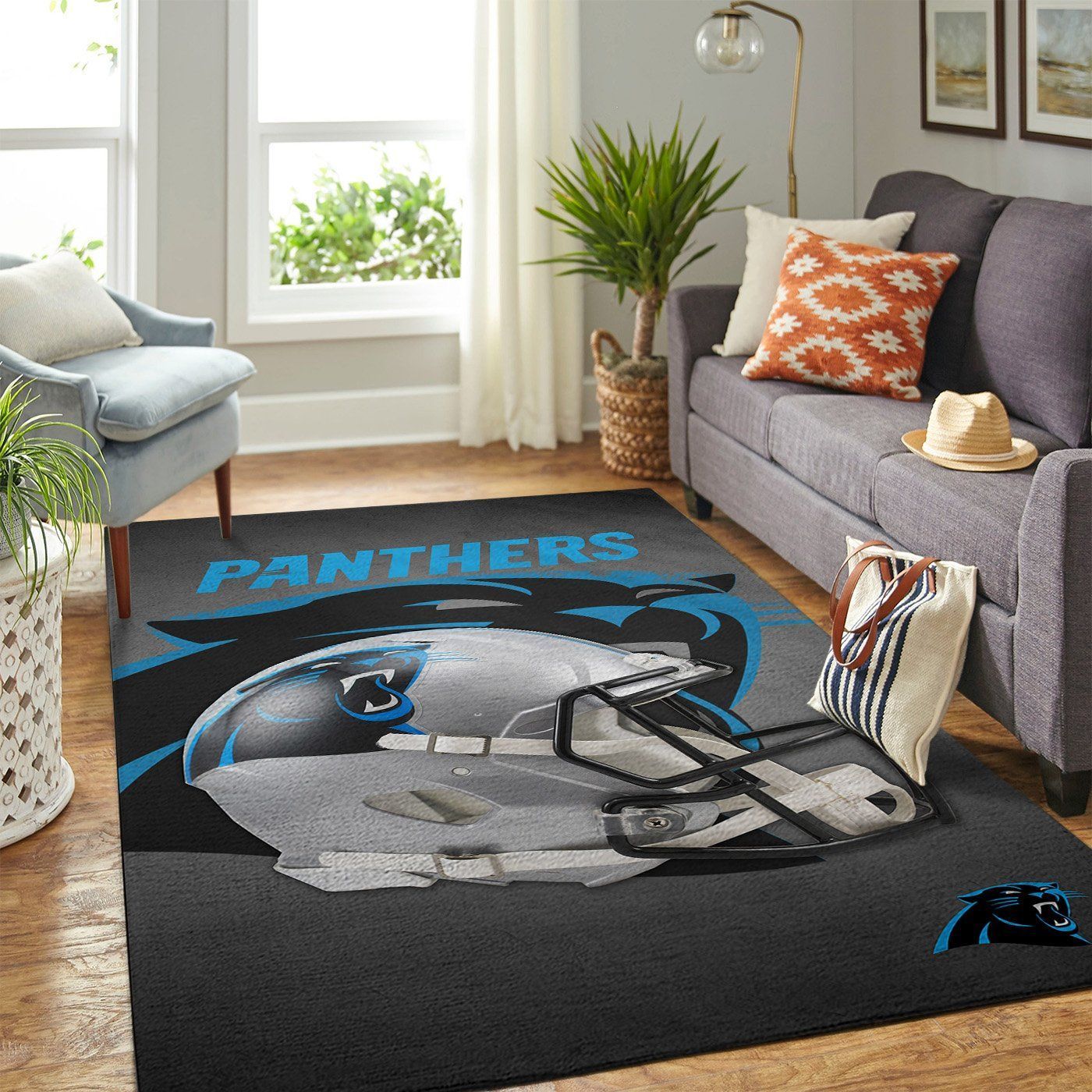 Carolina Panthers Nfl Team Logo Helmet Nice Gift Home Decor Rectangle Area Rug - Indoor Outdoor Rugs