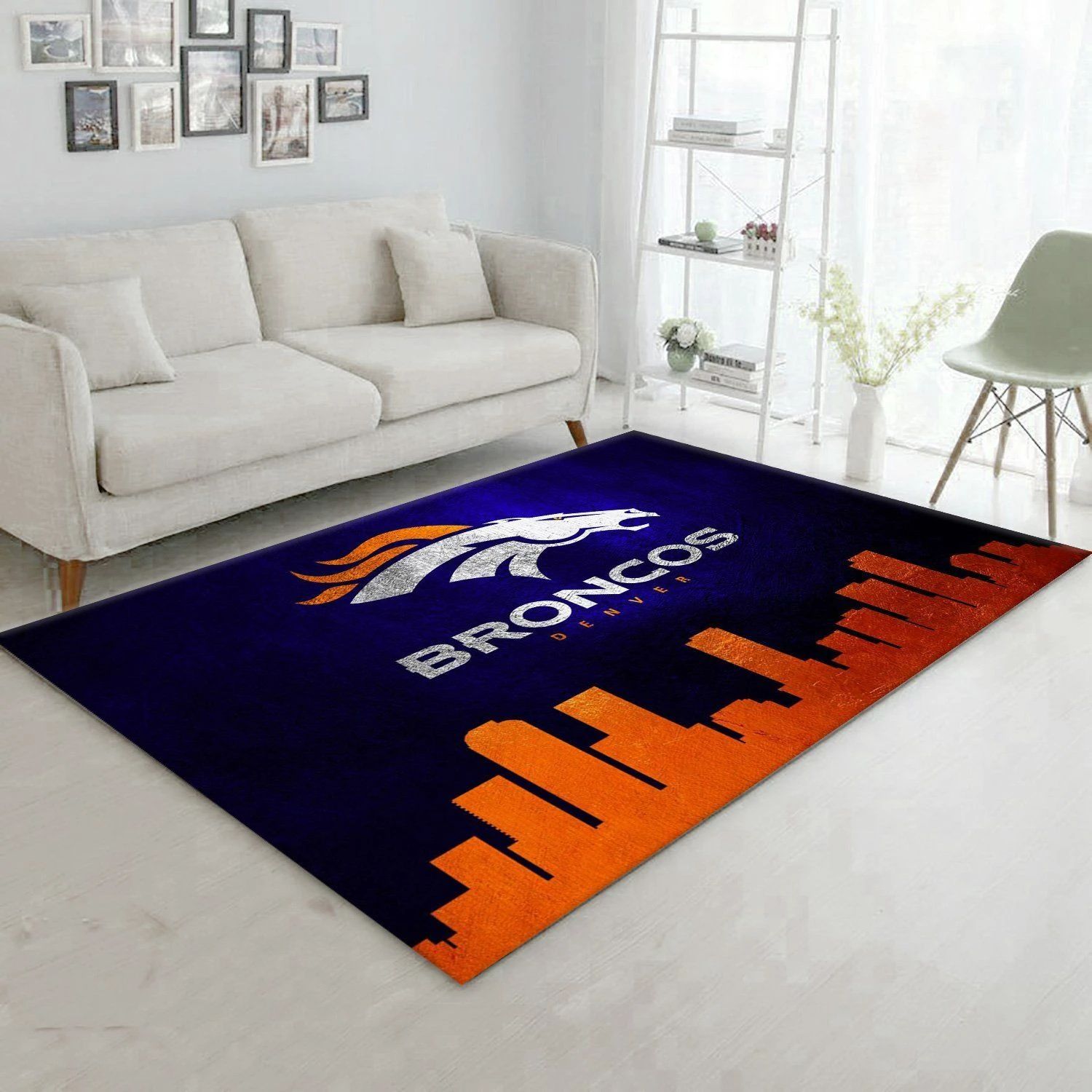 Denver Broncos Skyline NFL Area Rug, Bedroom, Home Decor Floor Decor - Indoor Outdoor Rugs