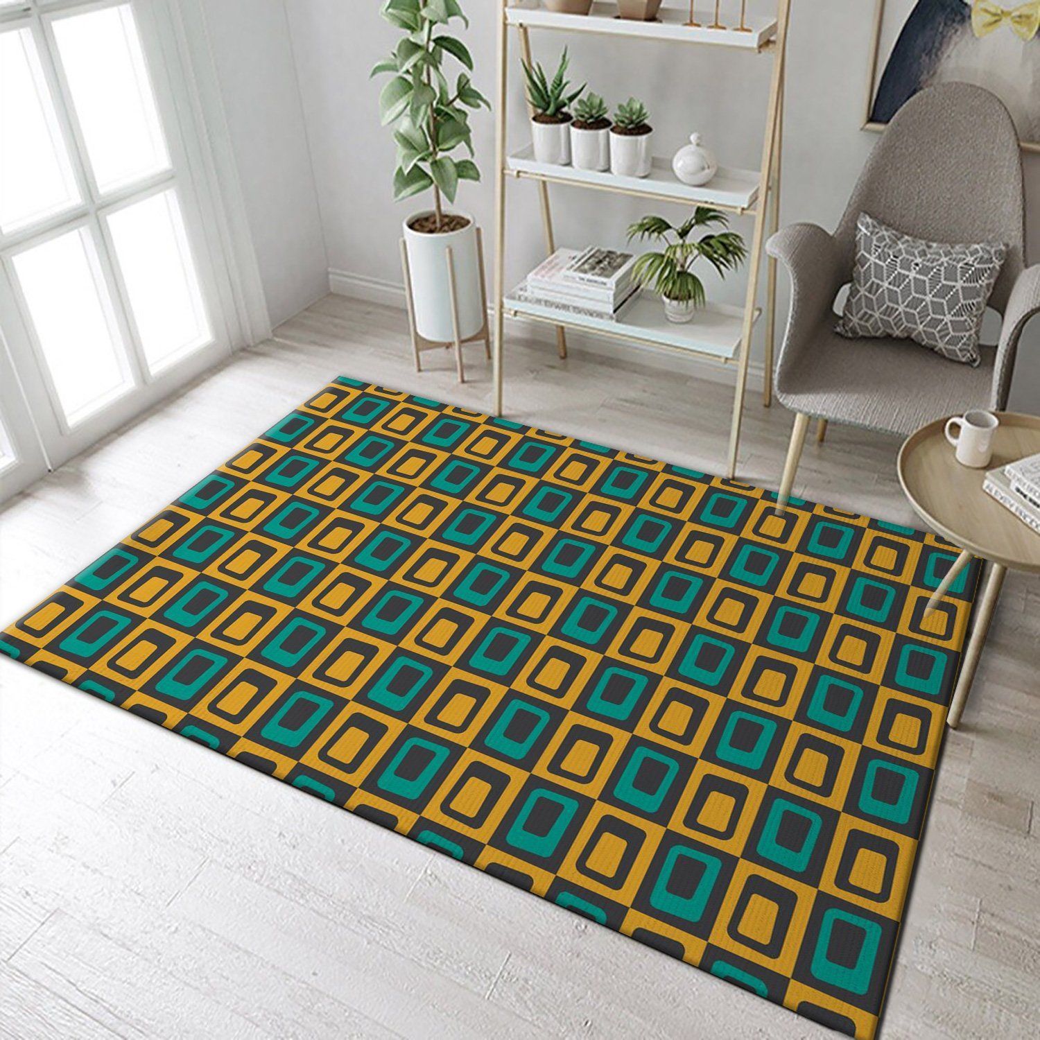 Midcentury Pattern 75 Area Rug Carpet, Kitchen Rug, Home US Decor - Indoor Outdoor Rugs