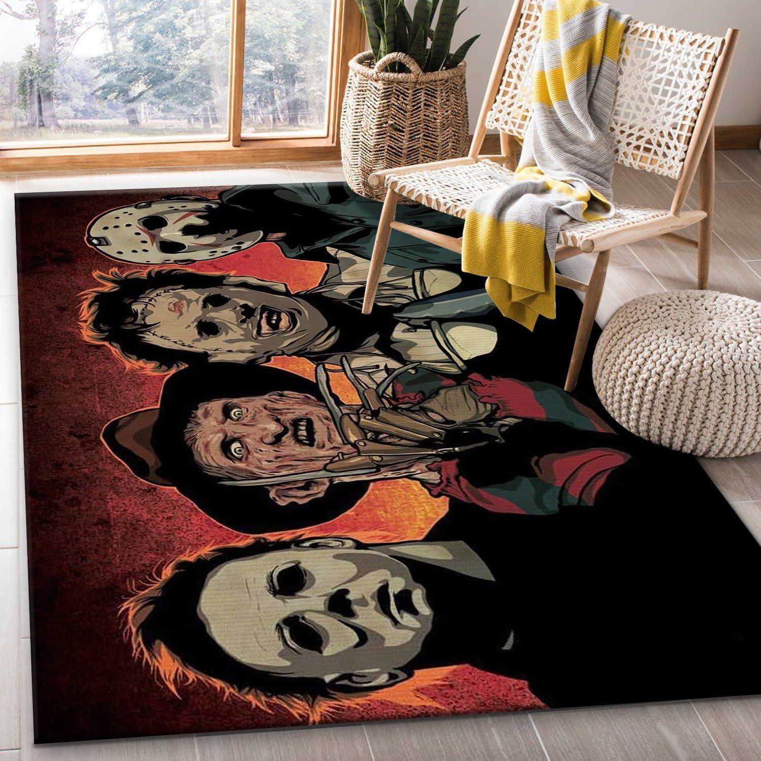 Freddy krueger jason voorhees michael myers leatherface halloween rug The US Decor - Indoor Outdoor Rugs