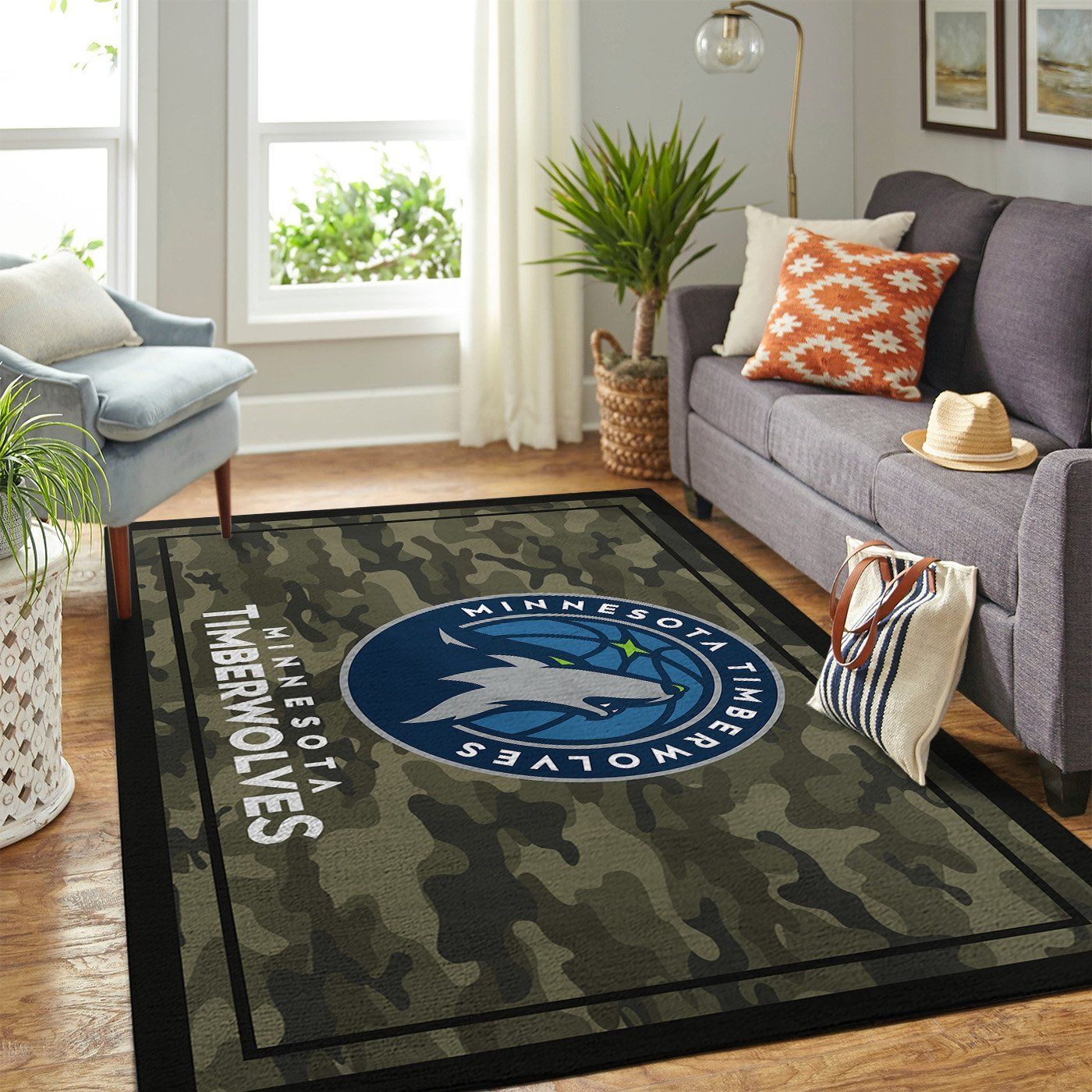 Minnesota Timberwolves Nba Team Logo Camo Style Nice Gift Home Area Rug Rugs For Living Room - Indoor Outdoor Rugs