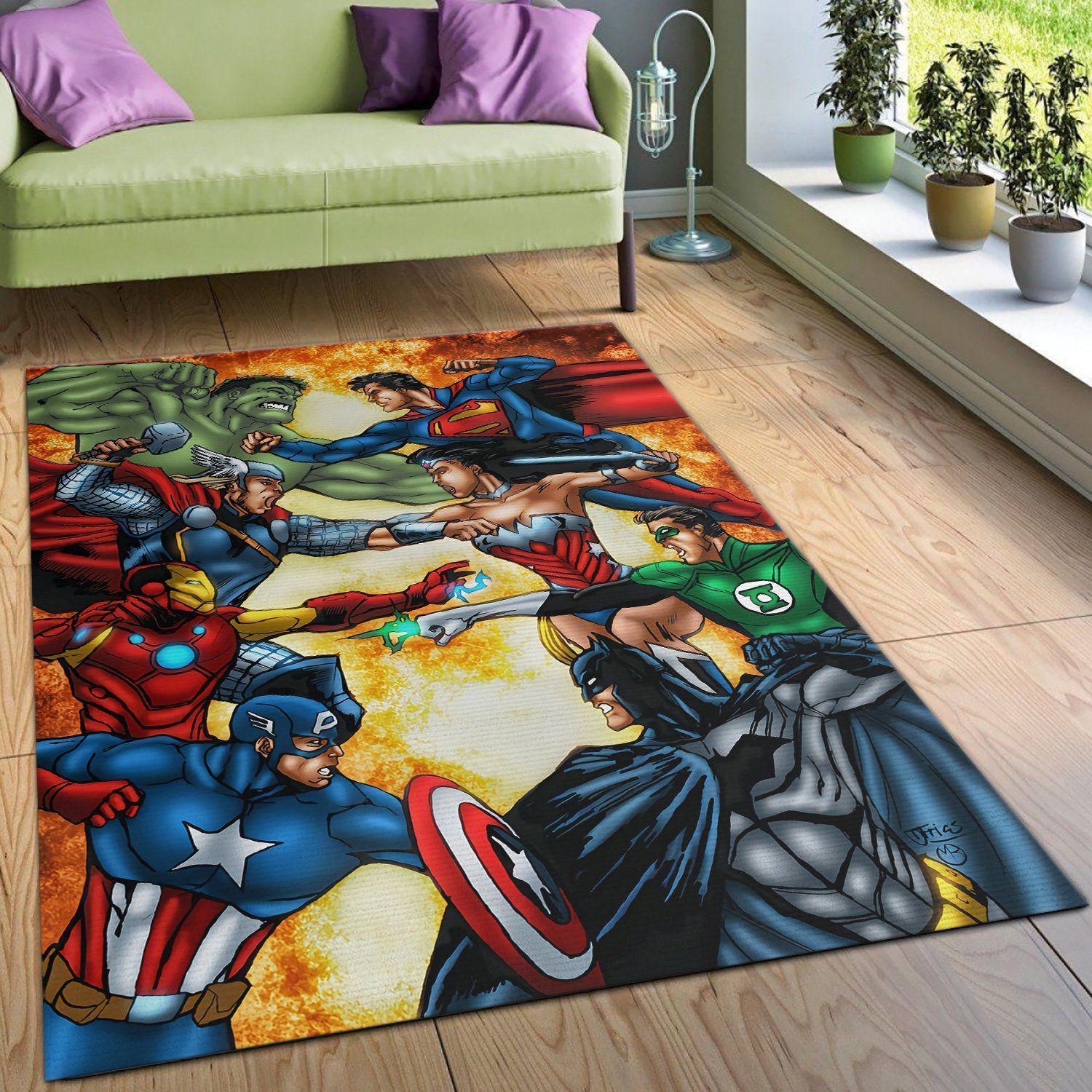 Justice League vs Avenger SuperHeros Movies Area Rugs Living Room Carpet FN281143 Christmas Gift Floor Decor The US Decor - Indoor Outdoor Rugs