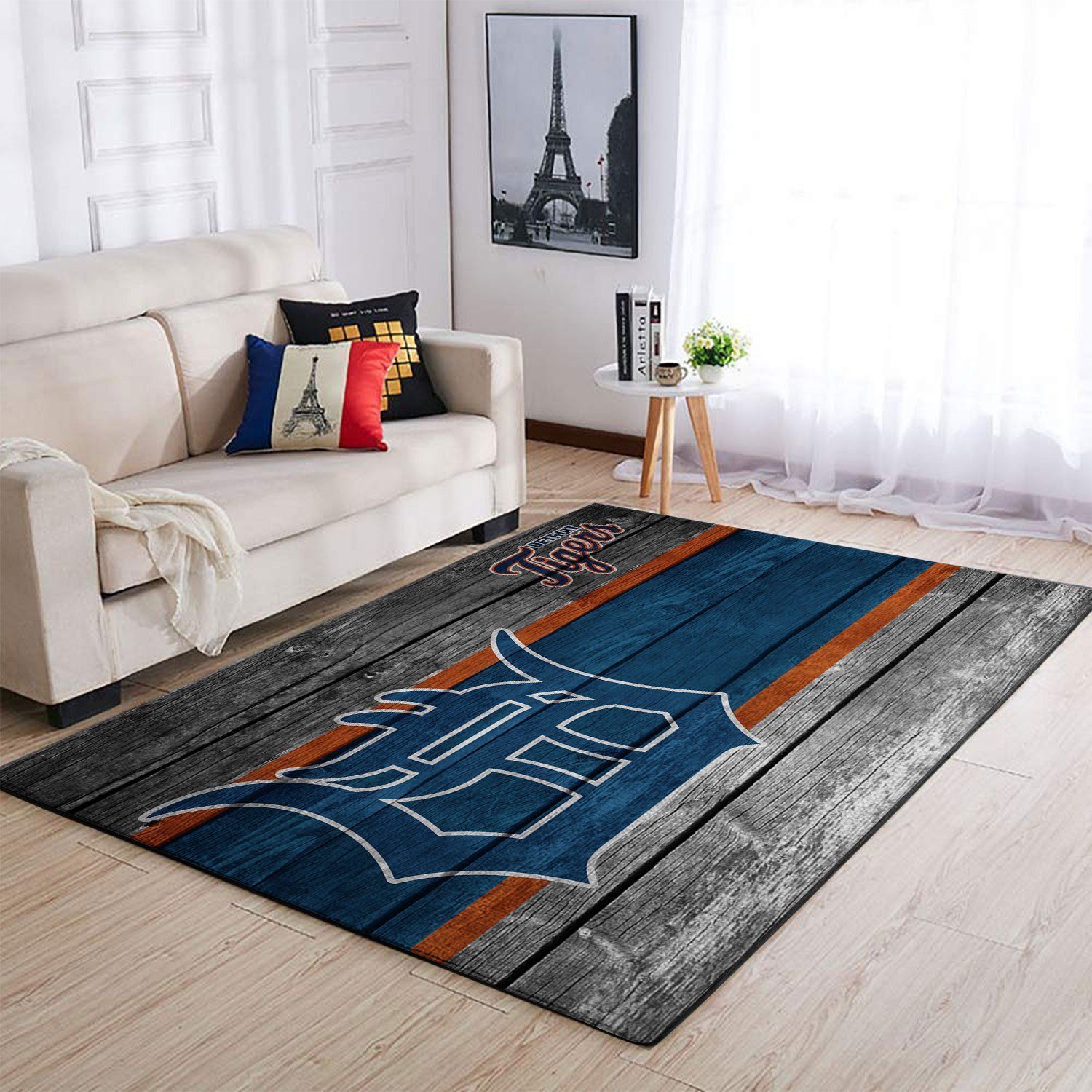 Detroit Tigers Mlb Team Logo Wooden Style Style Nice Gift Home Decor Rectangle Area Rug - Indoor Outdoor Rugs