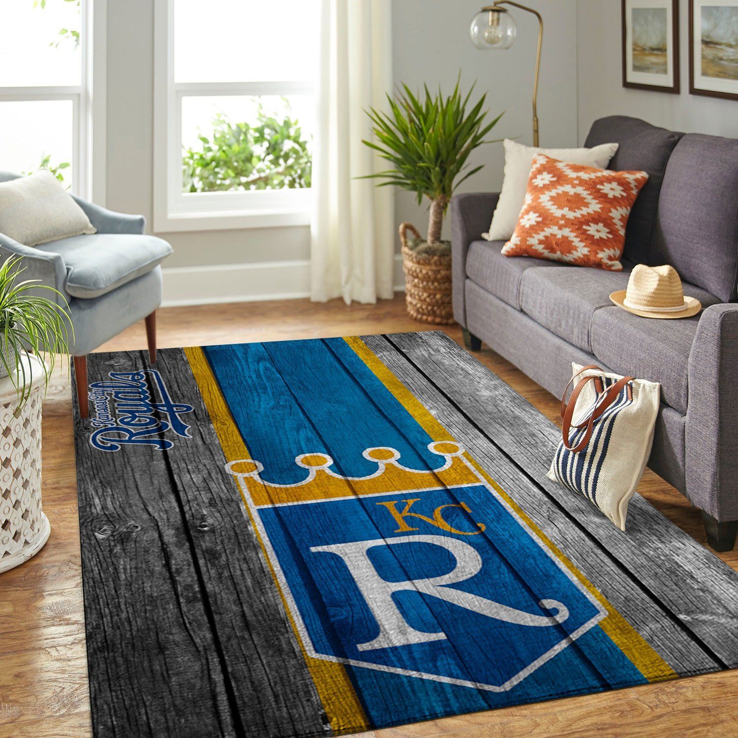 Kansas City Royals Mlb Team Logo Wooden Style Style Nice Gift Home Decor Rectangle Area Rug - Indoor Outdoor Rugs