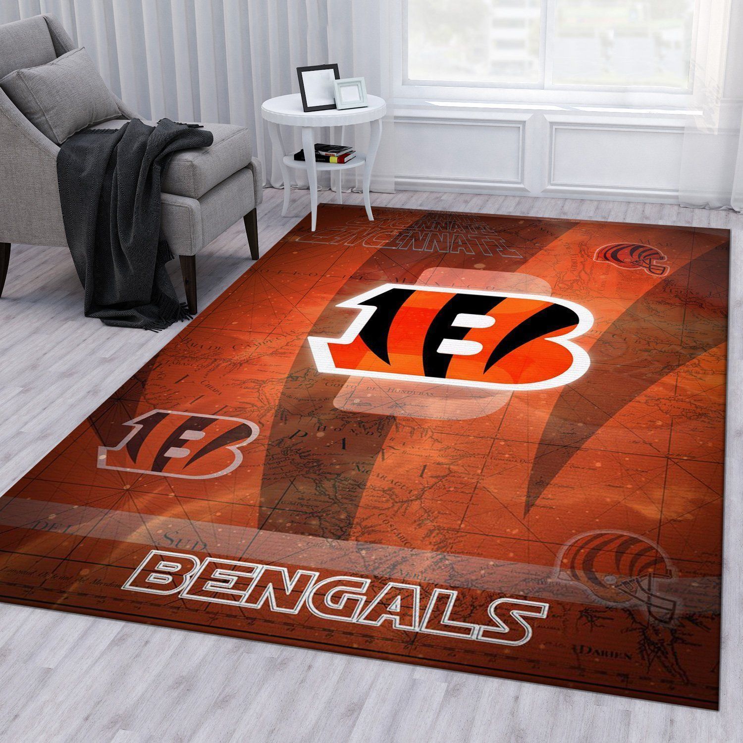 Cincinnati Bengals Nfl Logo Area Rug For Gift Living Room Rug US Gift Decor - Indoor Outdoor Rugs