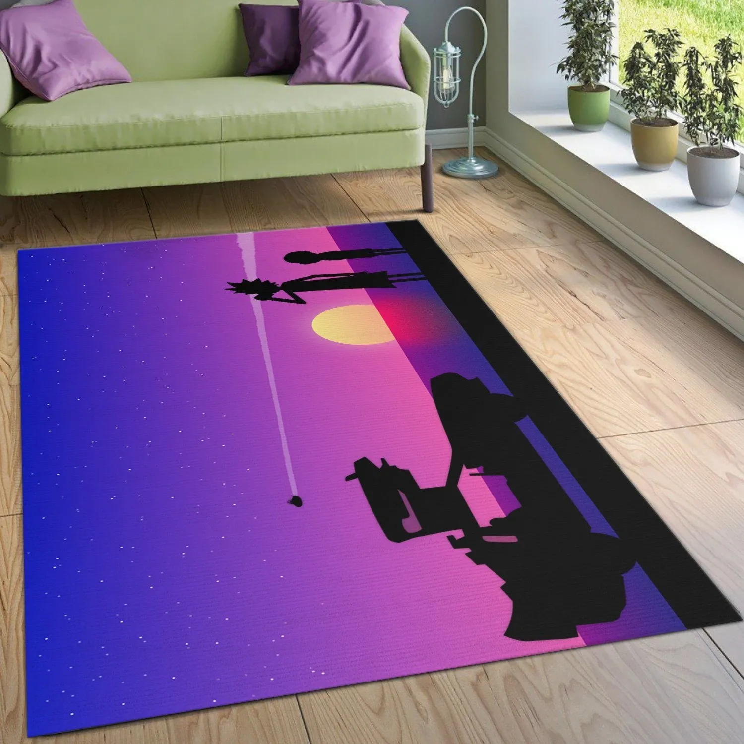 Rick And Morty Sunset Cartoon Area Rug Living Room Rug Home Decor Floor Decor - Indoor Outdoor Rugs