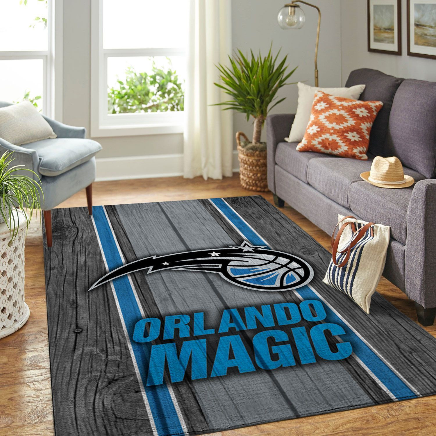 Orlando Magic Nba Team Logo Wooden Style Nice Gift Home Decor Rectangle Area Rug - Indoor Outdoor Rugs