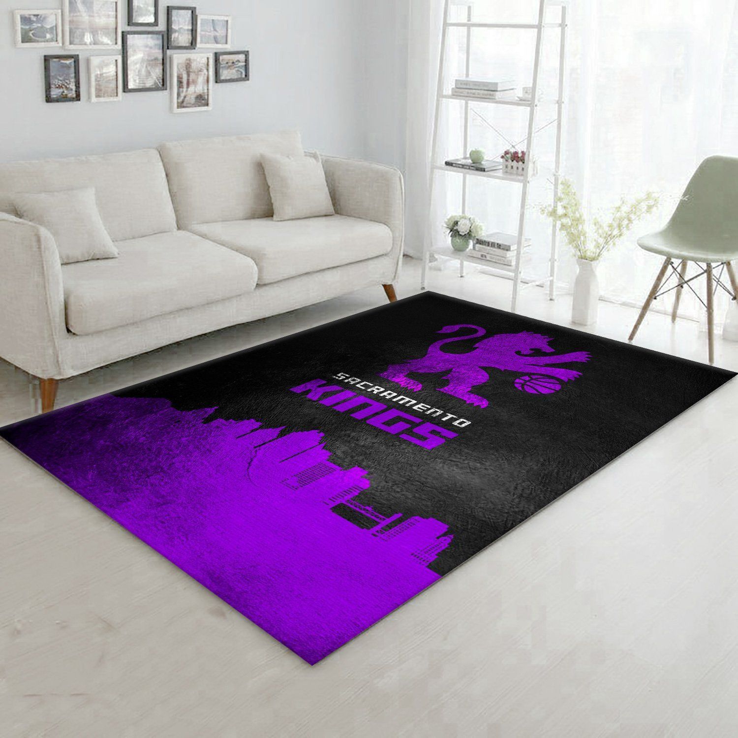 Sacramento Kings Skyline NBA Team Logo Area Rug, Bedroom, Home US Decor - Indoor Outdoor Rugs