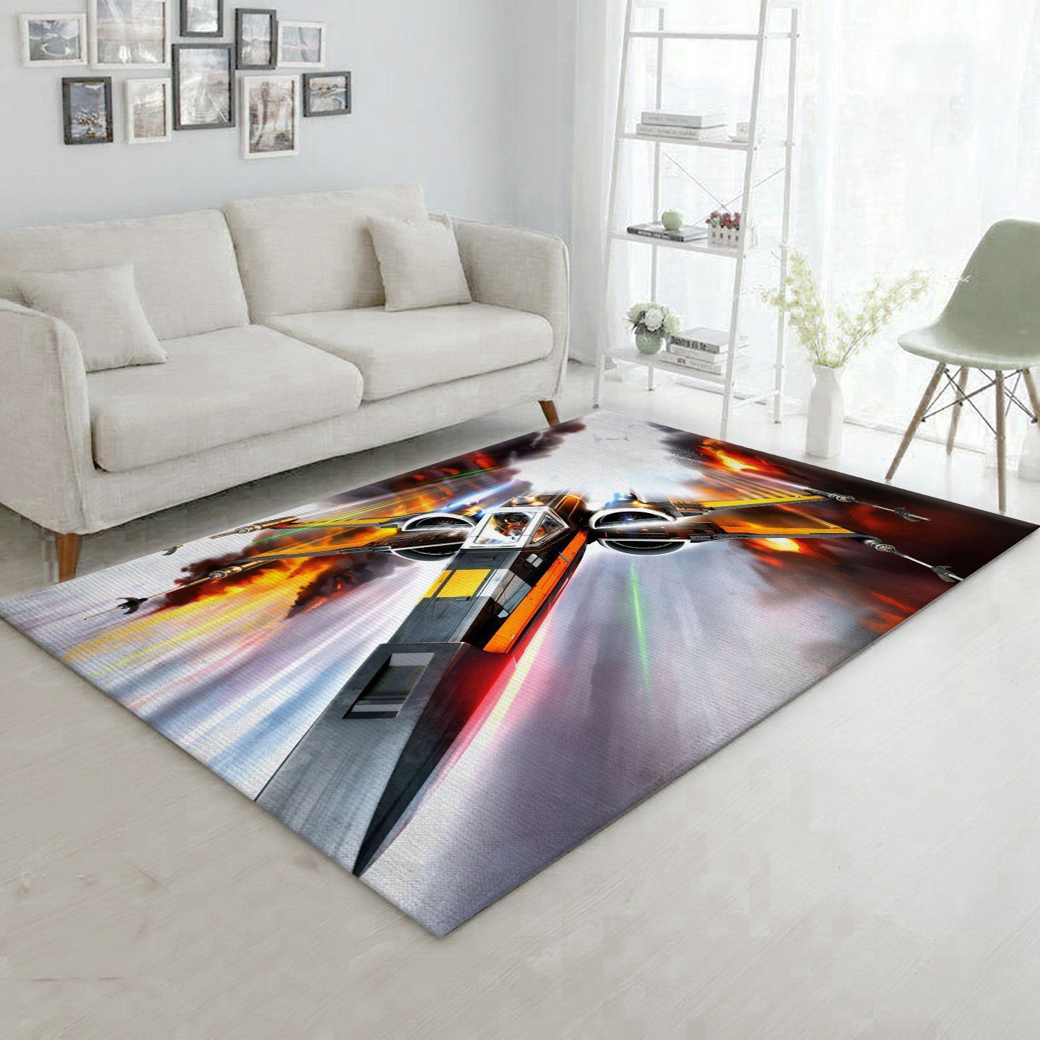 X Wing Poedameron Star War Battle Zone Area Rug, Living Room Rug, Family Gift US Decor - Indoor Outdoor Rugs