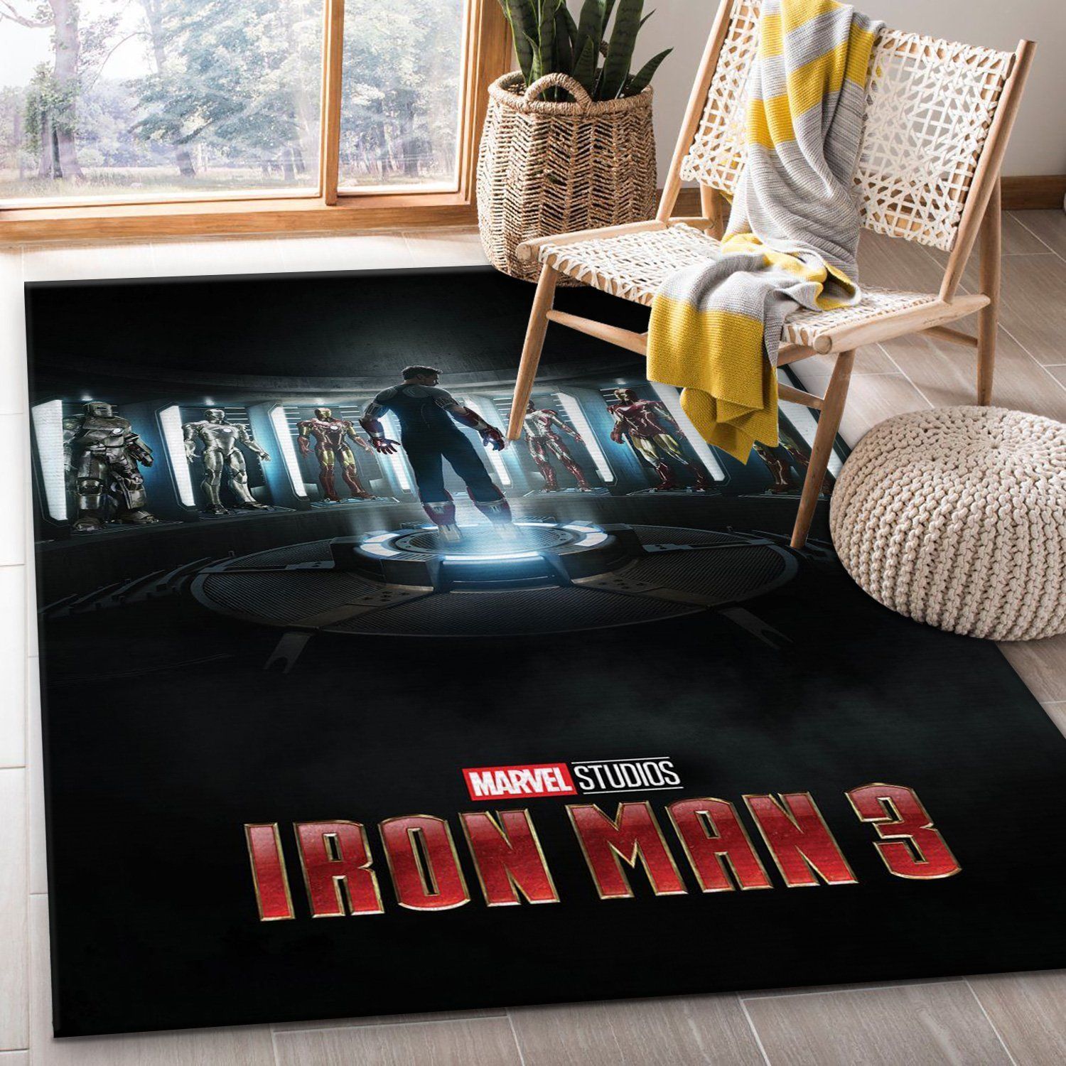 Iron Man 3 Movie Area Rug, Living Room Rug, Family Gift US Decor - Indoor Outdoor Rugs