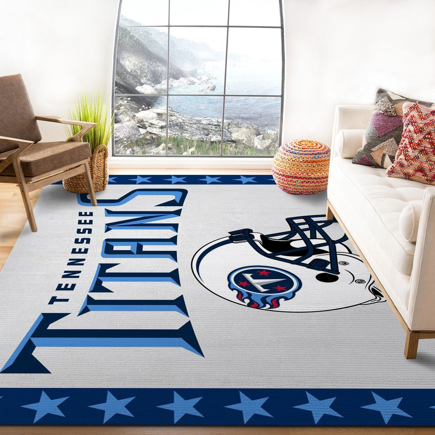 Tennessee Titans Banner Nfl Logo Area Rug For Gift Living Room Rug US Gift Decor - Indoor Outdoor Rugs