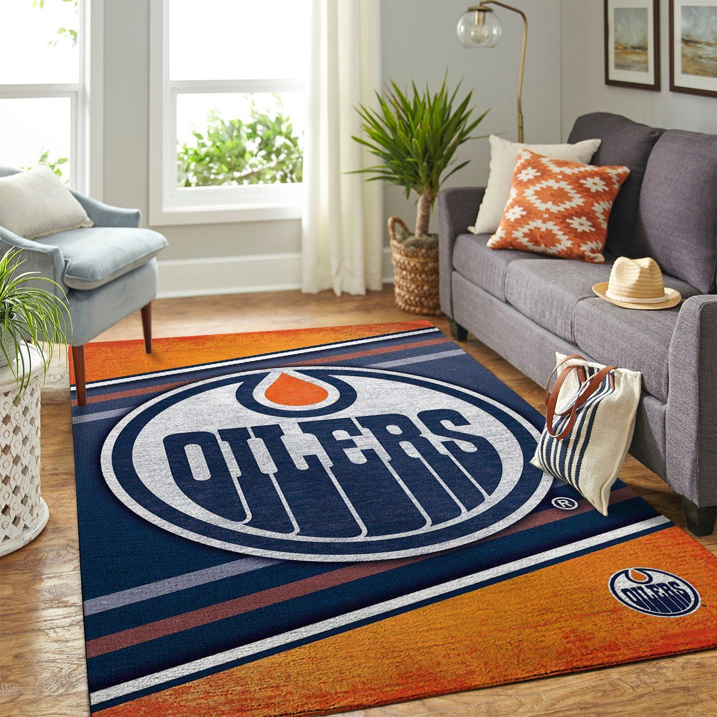 Edmonton Oilers Nhl Team Logo Style Nice Gift Home Decor Rectangle Area Rug - Indoor Outdoor Rugs