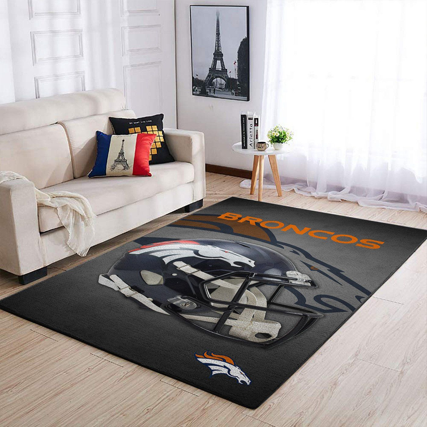 Denver Broncos Nfl Team Logo Helmet Nice Gift Home Decor Rectangle Area Rug - Indoor Outdoor Rugs