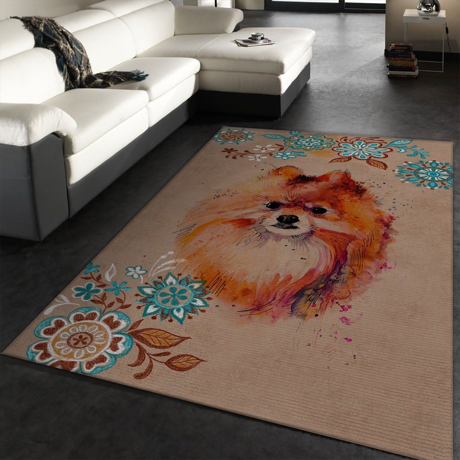 Pomeranian Dog Rug Ourdoor Carpet - Indoor Outdoor Rugs