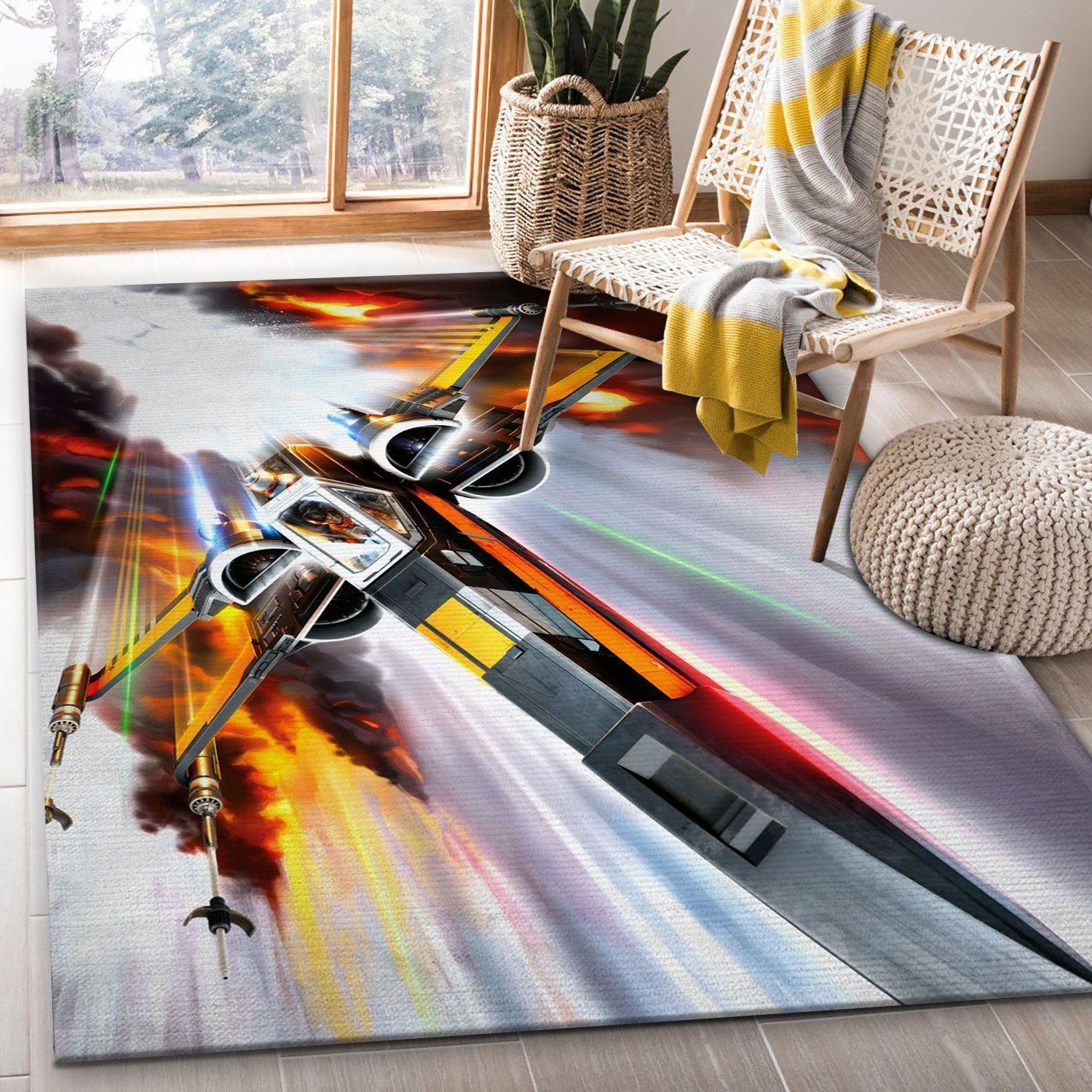 X Wing Poedameron Star War Battle Zone Area Rug, Living Room Rug, Family Gift US Decor - Indoor Outdoor Rugs