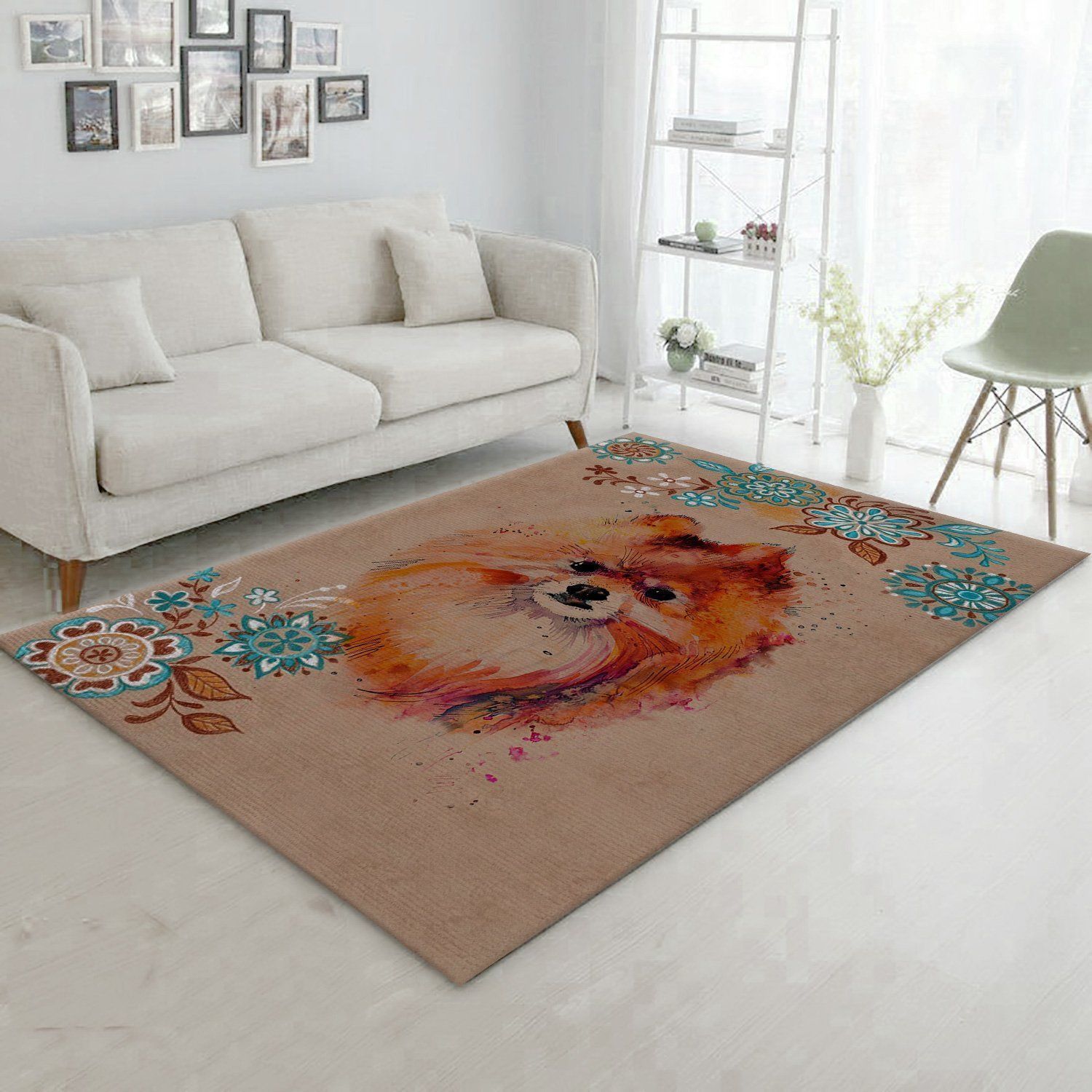 Pomeranian Dog Rug Ourdoor Carpet - Indoor Outdoor Rugs